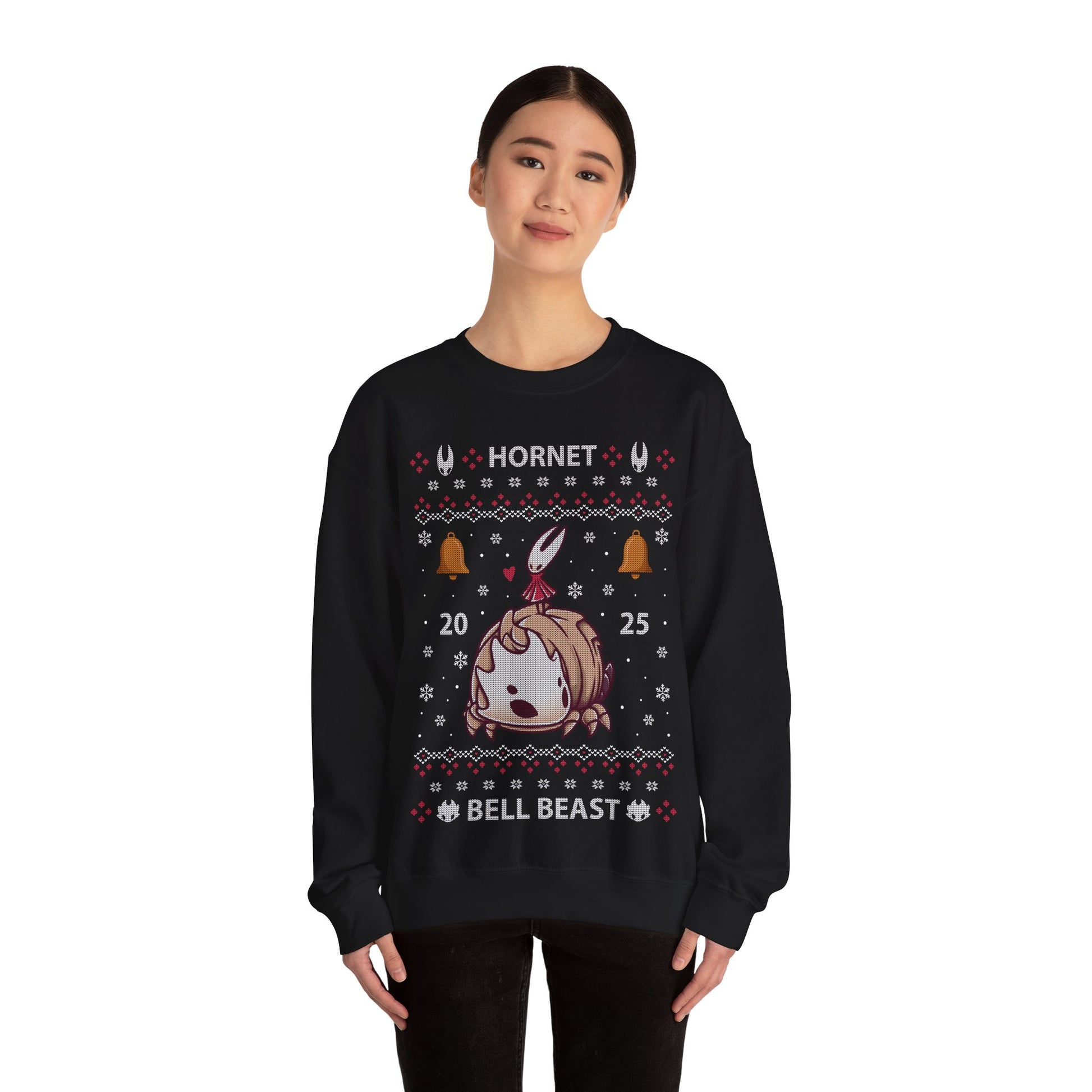 Gamer crewneck sweatshirt inspired by Hornet and Bell Beast characters from Hollow Knight Silksong metroidvania indie game in ugly christmas sweater art style.
hollow knight silksong xmas sweater, hollow knight silksong merch, hollow knight silksong video games christmas merch, hollow knight silksong xmas merch, hollow knight silksong crewneck sweater, hollow knight silksong xiv merch, hollow knight silksong merch, gaming crewneck sweatshirt, gamer sweatshirt, cute kawaii gaming sweatshirt