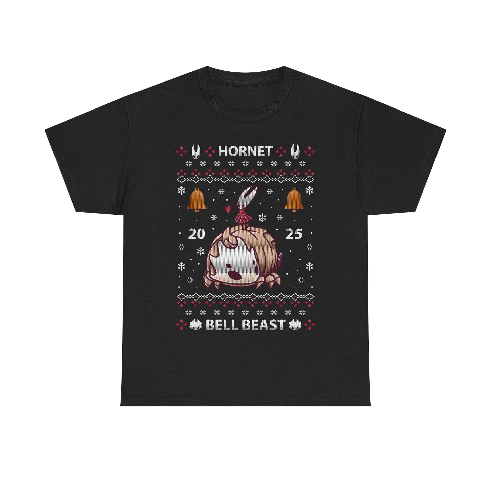 Gamer t-shirt inspired by Hornet and Bell Beast characters from Hollow Knight Silksong metroidvania indie game in ugly christmas sweater art style.
bell beast, gamer t-shirt, gaming, hollow knight, hollowknight, hornet, indie game, metroidvania, sherma, silksong, the knight, video games, videogames, xmas, ugly christmas sweater, hollow knight christmas sweater, hornet hollow knight xmas, xmas gaming gift, christmas gamer gift, ugly christmas sweater, hollow knight christmas ugly sweater tee