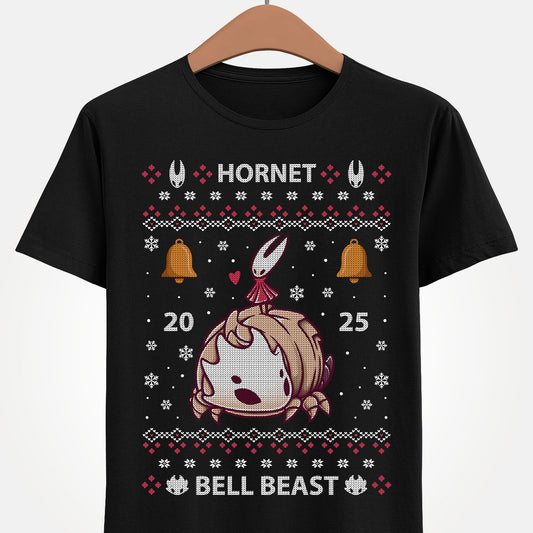 Gamer t-shirt inspired by Hornet and Bell Beast characters from Hollow Knight Silksong metroidvania indie game in ugly christmas sweater art style.
bell beast, gamer t-shirt, gaming, hollow knight, hollowknight, hornet, indie game, metroidvania, sherma, silksong, the knight, video games, videogames, xmas, ugly christmas sweater, hollow knight christmas sweater, hornet hollow knight xmas, xmas gaming gift, christmas gamer gift, ugly christmas sweater, hollow knight christmas ugly sweater tee