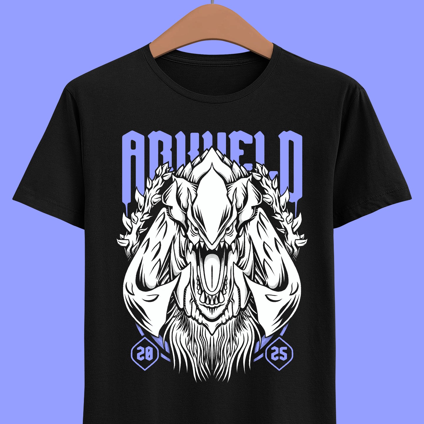 Design inspired Arkveld, a extinct species of the Flying Wyvern family. Also know as "Chain Blade Wyvern" & "The White Wraith" from Monster Hunter Wilds (MHWilds - MH Wilds) action rpg video game.
monster hunter, monster hunter wilds, monster hunter world, mh, mhwilds, MHWs, MHWilds, キャラメイク, arkveld, lala barina, palico, palicoes, shirt, tee, t-shirt, gaming clothing, clothing brand, gamer clothes, video games, rpg video game, video game