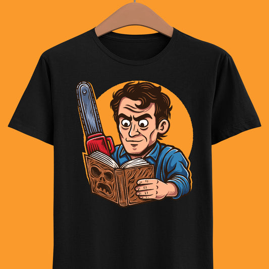 Groovy! A funny Evil Dead T-shirt featuring Ash Williams reading the Necronomicon wrong. Perfect for 90s horror comedy fans. Every single little tiny syllable matters reading Necronomicon Ex-Mortis. Klaatu Verata Nikto!
ash williams funny t-shirt, evil dead ash williams t-shirt, evil dead army of darkness ash williams t-shirt, ash vs evil dead t-shirt, evil dead army of darkness ash necronomicon t-shirt, necronomicon ex-mortix funny shirt, 90s horror movies t-shirt, 90s horror comedy movie tee