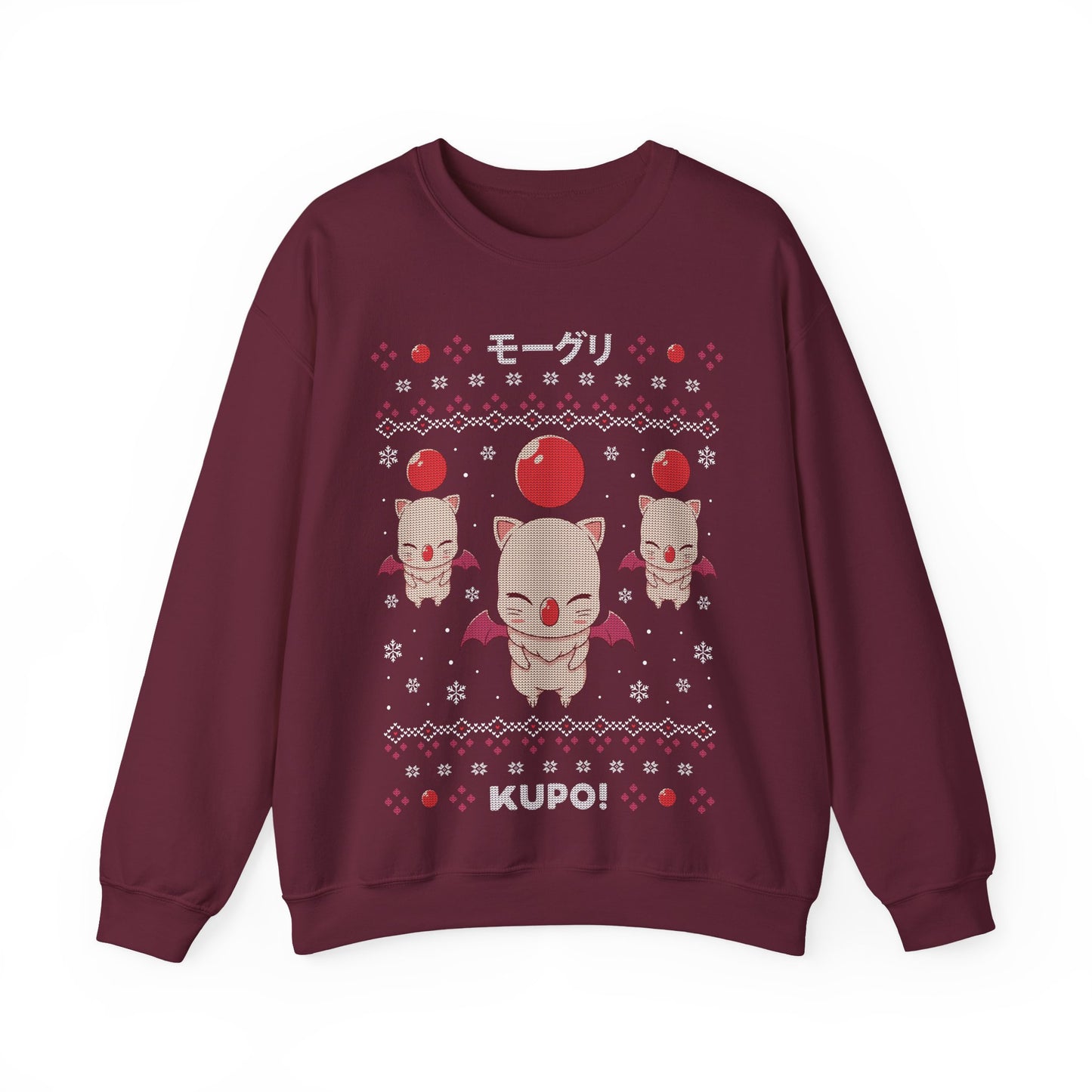 Gamer xmas crewneck sweatshirt inspired by cute moogle, moguri, mōguri, kupo creatures from final fantasy video game series in ugly christmas sweater art style.
final fantasy moogle xmas sweater, final fantasy merch, final fantasy video games christmas merch, final fantasy xmas merch, final fantasy crewneck sweater, final fantasy xiv merch, final fantasy vii merch, gaming crewneck sweatshirt, gamer sweatshirt, cute kawaii gaming sweatshirt, final fantasy video games gift, gamer xmas gift, xmas