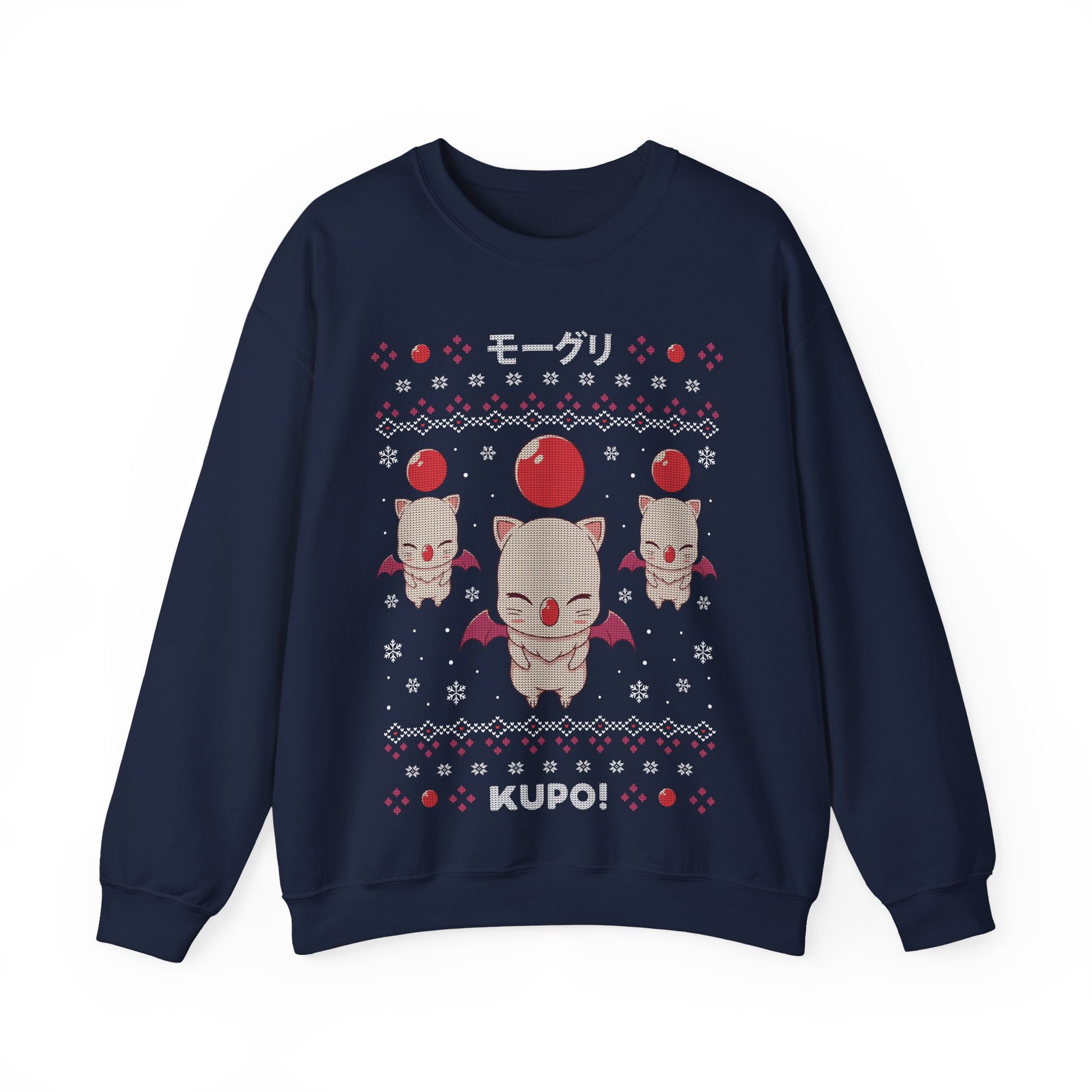 Gamer xmas crewneck sweatshirt inspired by cute moogle, moguri, mōguri, kupo creatures from final fantasy video game series in ugly christmas sweater art style.
final fantasy moogle xmas sweater, final fantasy merch, final fantasy video games christmas merch, final fantasy xmas merch, final fantasy crewneck sweater, final fantasy xiv merch, final fantasy vii merch, gaming crewneck sweatshirt, gamer sweatshirt, cute kawaii gaming sweatshirt, final fantasy video games gift, gamer xmas gift, xmas