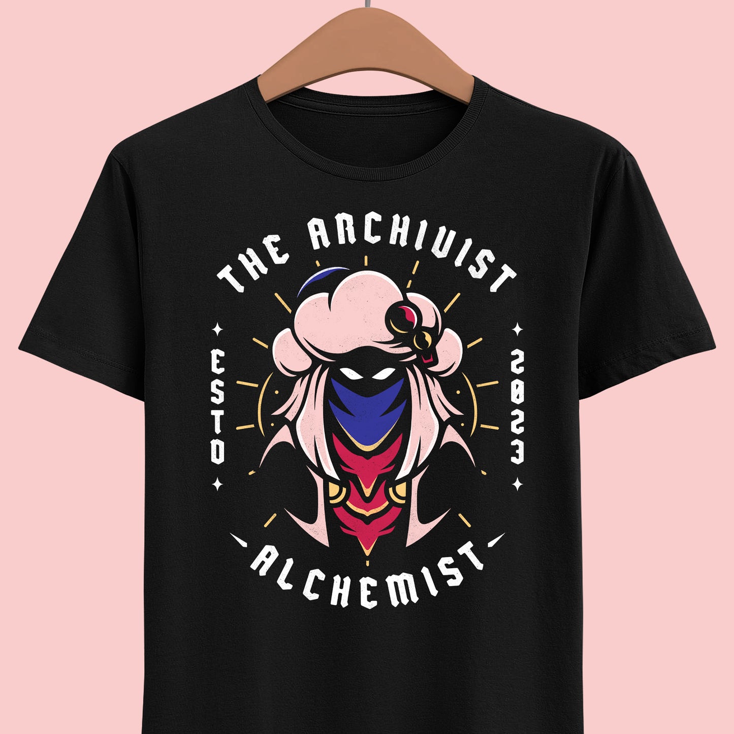 Gamer t-shirt inspired by Resh'an (The Archivist Alchemist) playable character on Sea of Stars pixel art turn based rpg video game.
sea of stars, 8 bit, garl warrior cook, zale, valere, gamer, gaming, indie game, pixel art, solstice warriors, video game, video games, resh'an, sea of stars t-shirt, sea of stars garl t-shirt, sea of stars zale t-shirt, sea of stars valere t-shirt, sea of stars artificer t-shirt, sea of stars throes of the watchmaker t-shirt, sea of stars sea seraï t-shirt