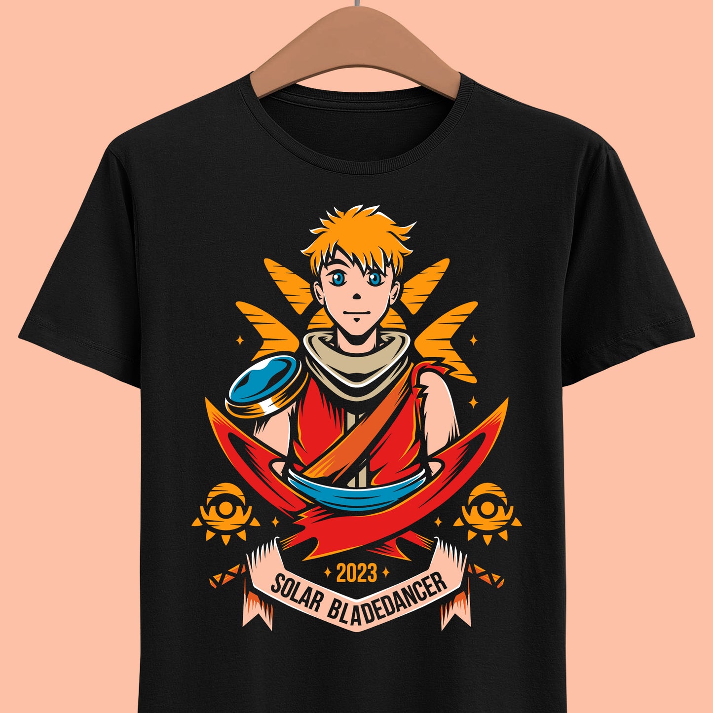 Gamer t-shirt inspired by Zale (Solar Bladedancer) Solstice Warrior playable character on Sea of Stars pixel art turn based rpg video game.
sea of stars, 8 bit, garl warrior cook, zale, valere, gamer, gaming, indie game, pixel art, solstice warriors, video game, video games, resh'an, sea of stars t-shirt, sea of stars garl t-shirt, sea of stars zale t-shirt, sea of stars valere t-shirt, sea of stars artificer t-shirt, sea of stars throes of the watchmaker t-shirt, sea of stars sea seraï t-shirt