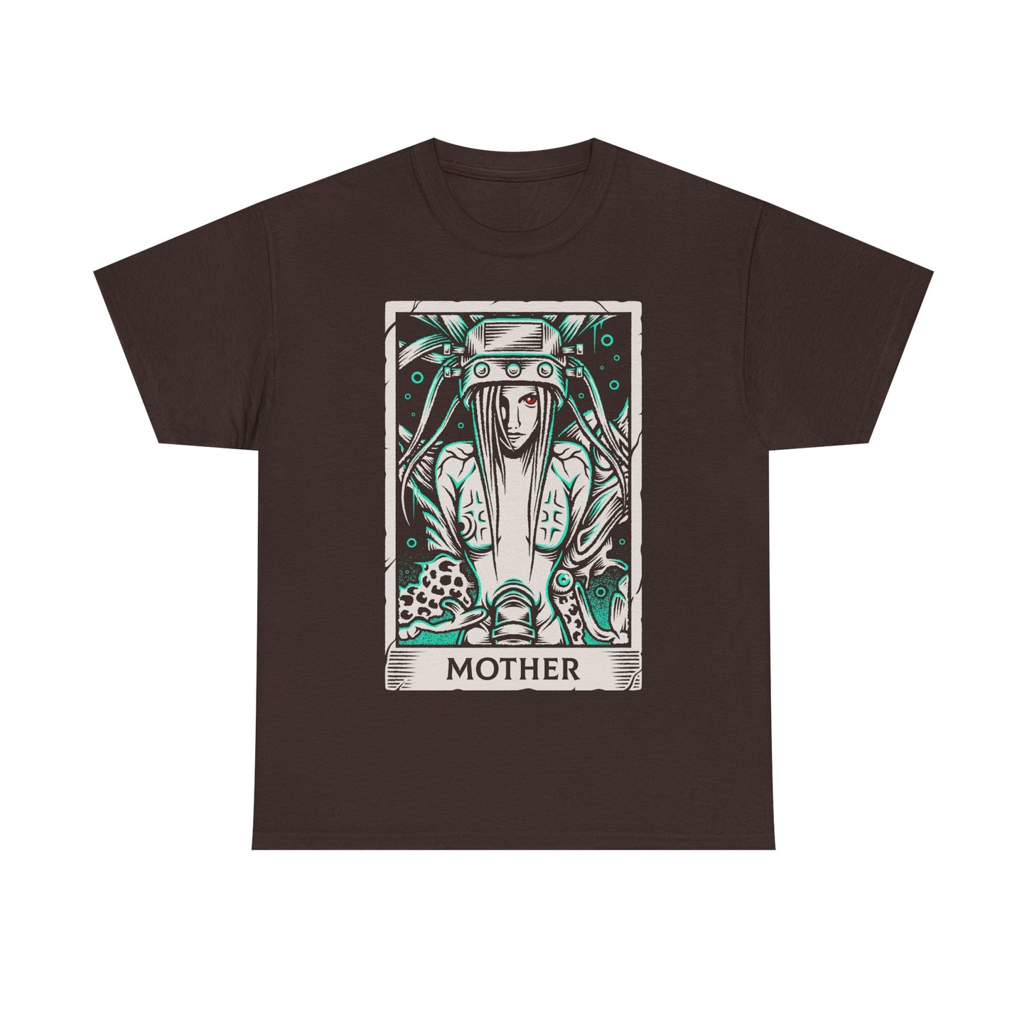 Jenova Final Fantasy VII tarot card shirt featuring the iconic FF7 villain in a dark fantasy gothic tarot illustration inspired by FFVII RPG video game. This t-shirt is perfect for true fans of Jenova, Sephiroth and Cloud Strife.
