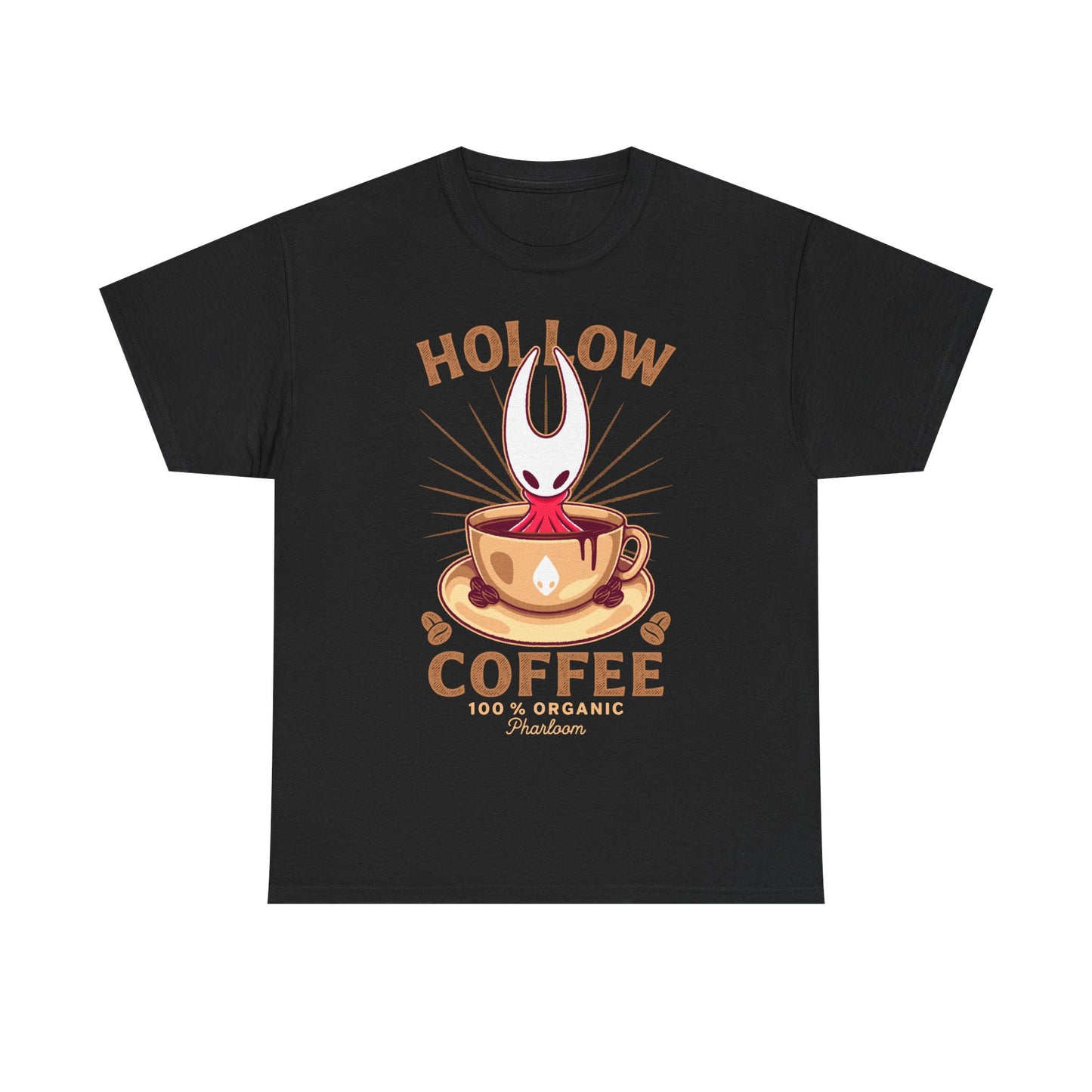Cute T-shirt featuring Hornet from Hollow Knight Silksong sitting inside a warm coffee mug in a kawaii art style. This cozy design blends indie game aesthetics with coffee-lover vibes, perfect for fans of Hornet, Silksong, and Hollow Knight. The illustration uses soft colors and adorable details to appeal to cute-art lovers, cozy gamers, and collectors looking for unique fan-made merch. Ideal for everyday wear and gamer-themed outfits. hollow knight silksong merch, hollow knight coffee t-shirt