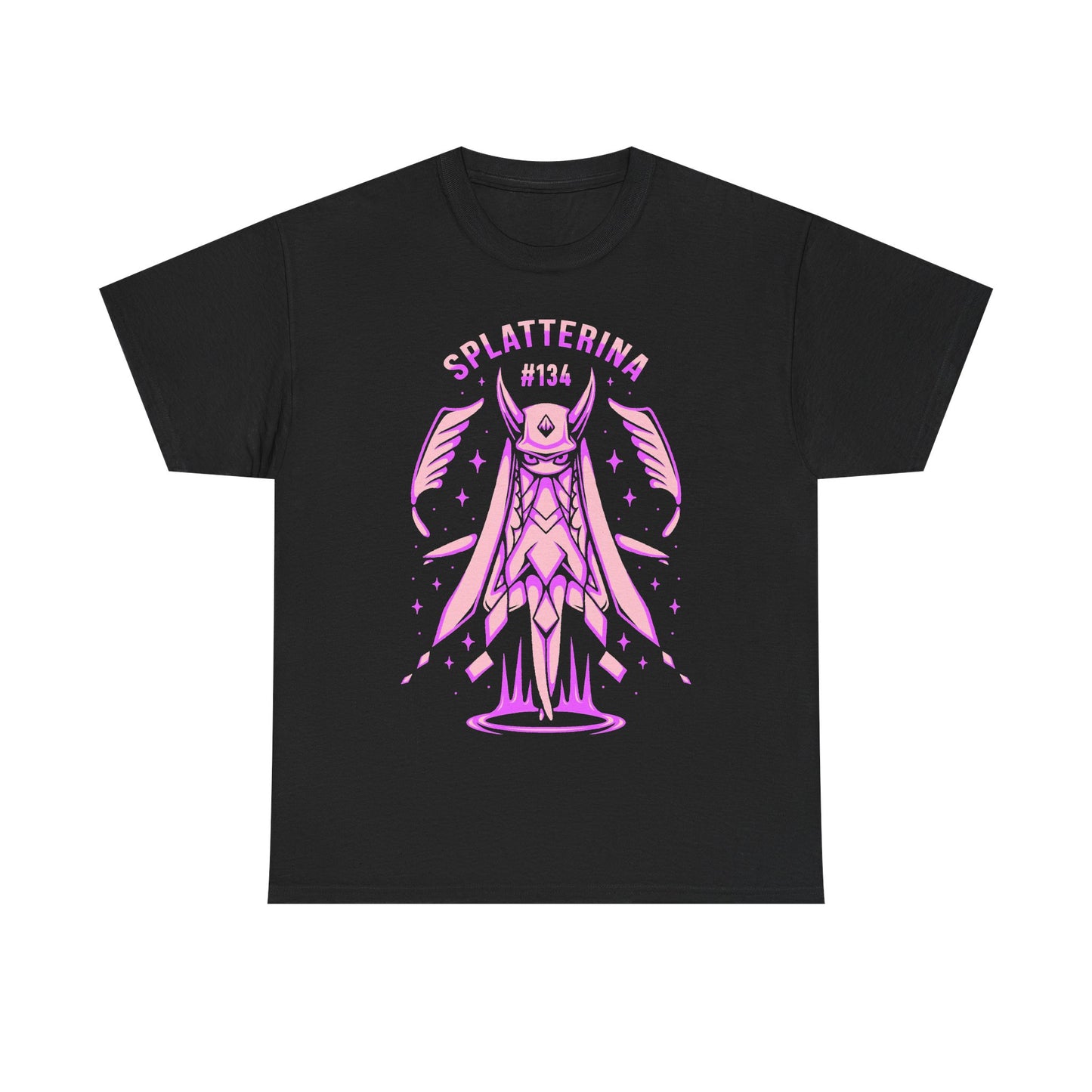 Palworld Splatterina Crimson Butcher t-shirt featuring the Dark Pal and her distinctive red, black and white yandere inspired character design.