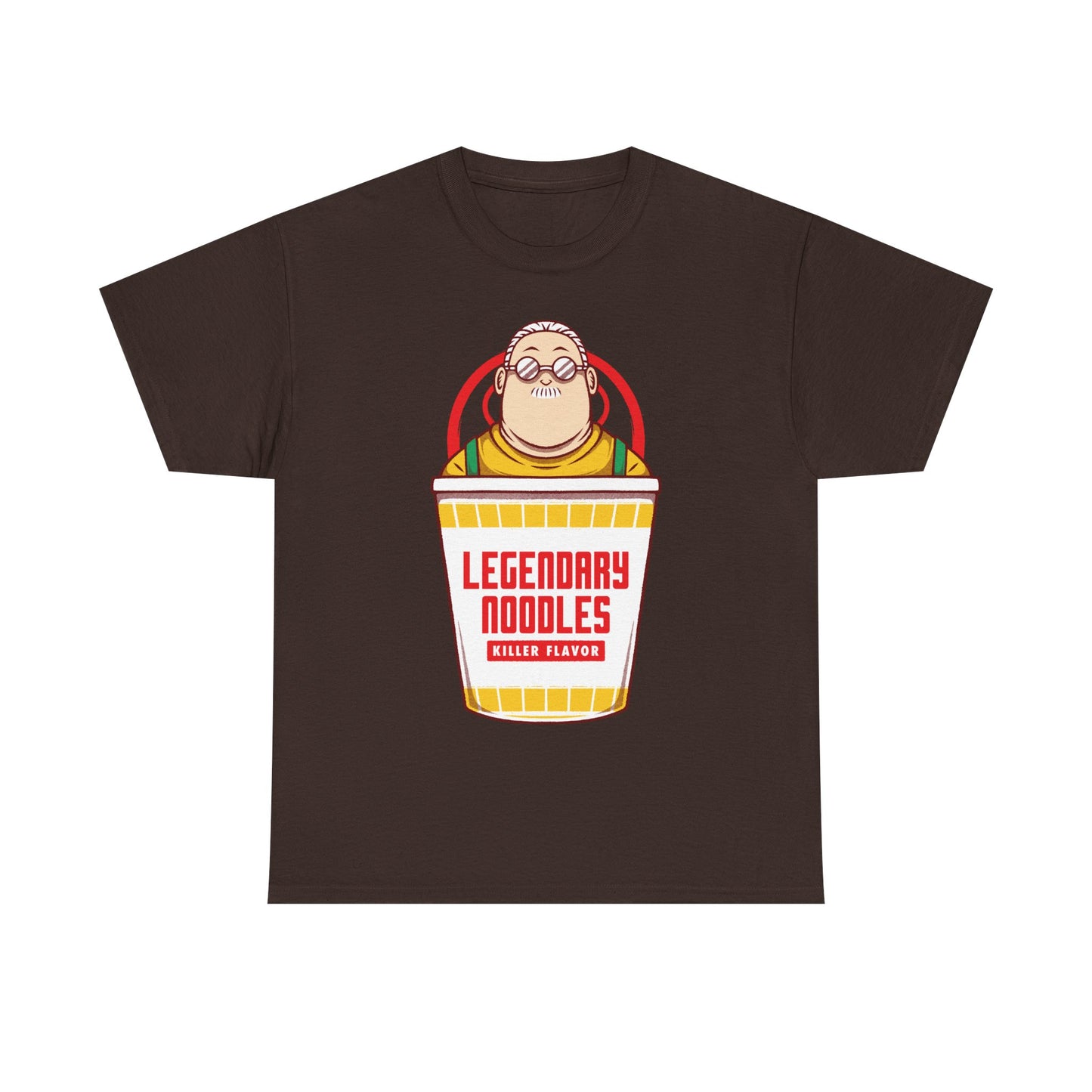Taro Sakamoto Sakamoto Days instant noodles ramen t-shirt featuring the legendary hitman inside a Japanese noodle cup in funny foodie anime streetwear style.