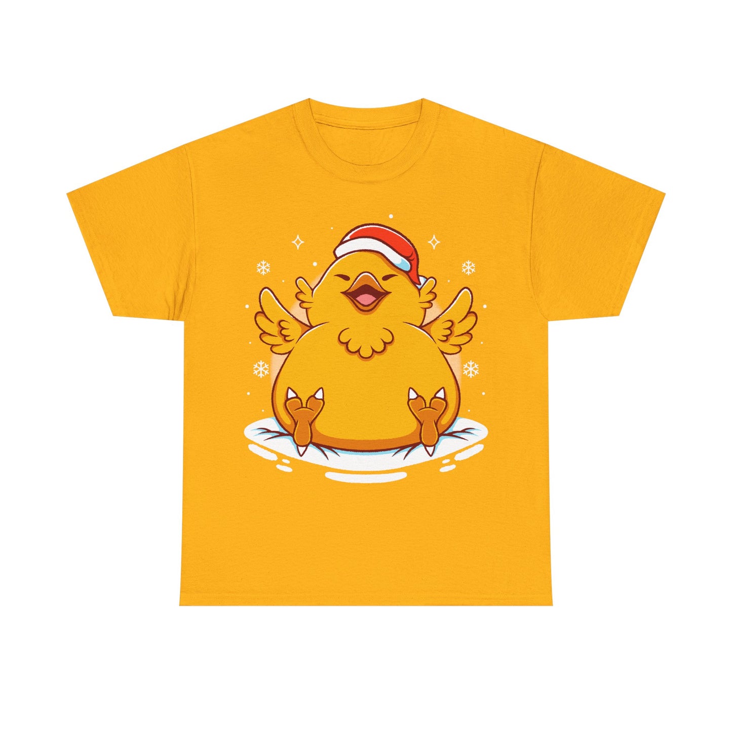 Gamer t-shirt inspired by fat chocobo from Final Fantasy series sitting adorably in the snow while wearing a Santa hat in cute kawaii art style. Perfect shirt for Final Fantasy video games Fans (Final Fantasy VII, Final Fantasy VII Rebirth, Final Final Fantasy XIV, FFXIV, FF14, FFVII, Final Fantasy VIII, Final Fantasy IX) and christmas cozy holiday vibes.

final fantasy christmas t-shirt, final fantasy xmas t-shirt, final fantasy fat chocobo christmas t-shirt, final fantasy fat chocobo xmas tee