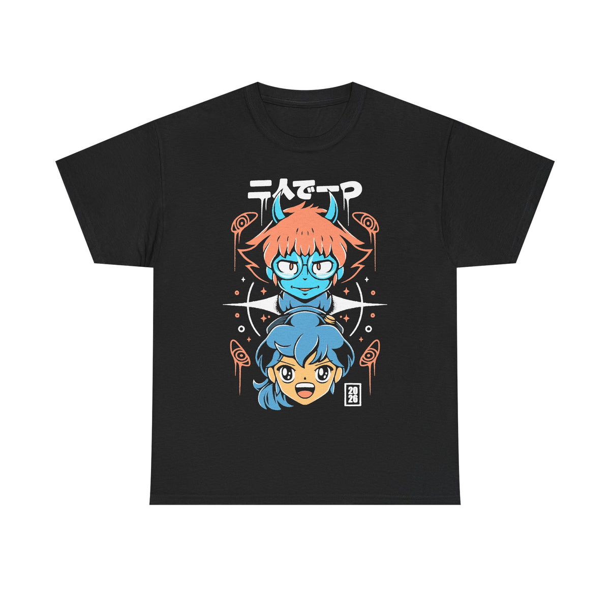 Maki Omura two player co-op adventure t-shirt inspired by Orbitals