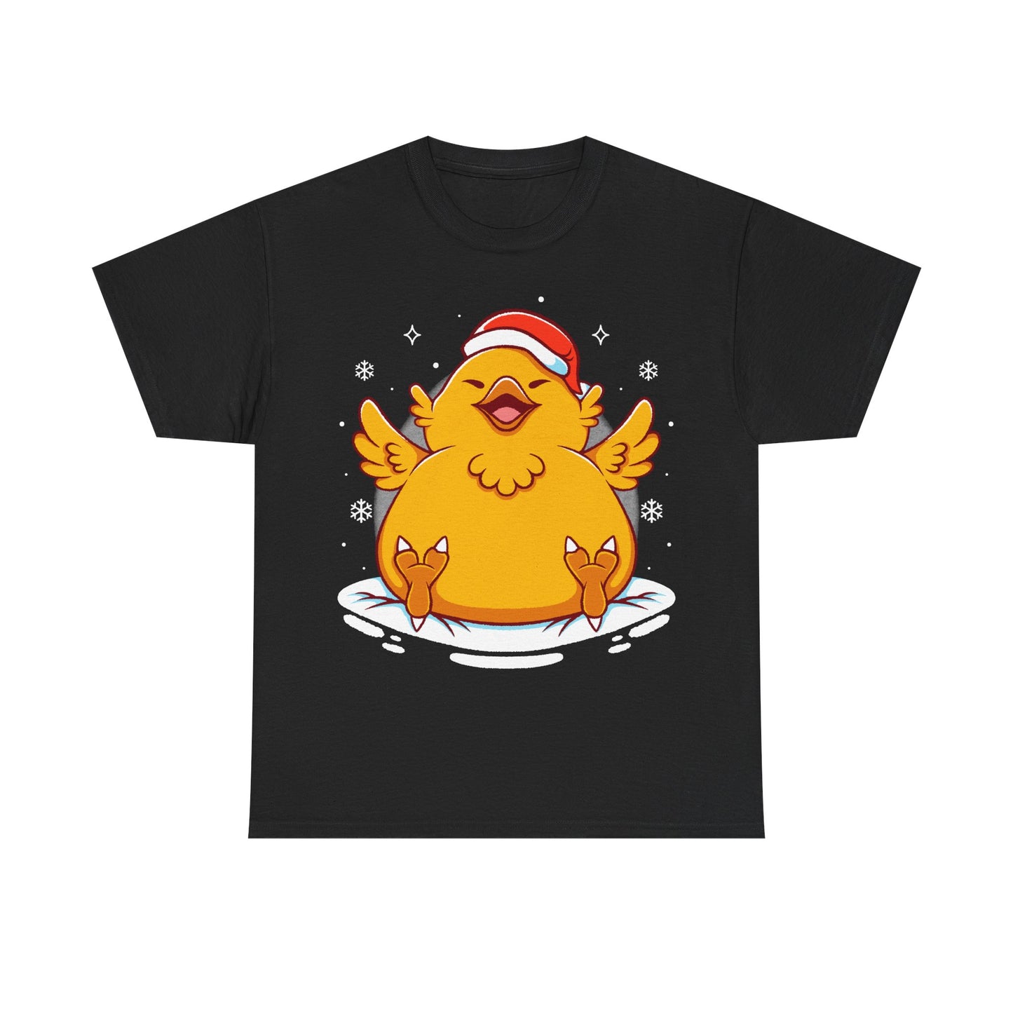 Gamer t-shirt inspired by fat chocobo from Final Fantasy series sitting adorably in the snow while wearing a Santa hat in cute kawaii art style. Perfect shirt for Final Fantasy video games Fans (Final Fantasy VII, Final Fantasy VII Rebirth, Final Final Fantasy XIV, FFXIV, FF14, FFVII, Final Fantasy VIII, Final Fantasy IX) and christmas cozy holiday vibes.

final fantasy christmas t-shirt, final fantasy xmas t-shirt, final fantasy fat chocobo christmas t-shirt, final fantasy fat chocobo xmas tee