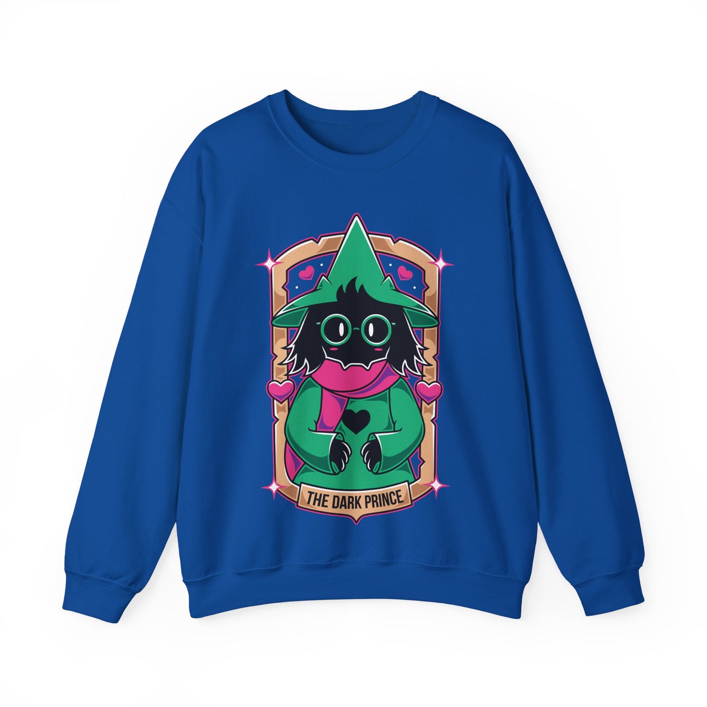 Ralsei Deltarune crewneck sweatshirt inspired by the indie RPG Deltarune by Toby Fox. Cozy unisex gamer sweatshirt featuring Ralsei, one of the main characters of the Dark World, known for his gentle personality and iconic fluffy design. Perfect video game merch for fans of Deltarune and Undertale, indie RPG lovers, and gamers who enjoy cute, pastel, and cozy apparel. Ideal collector sweatshirt for gaming fans and indie game communities.