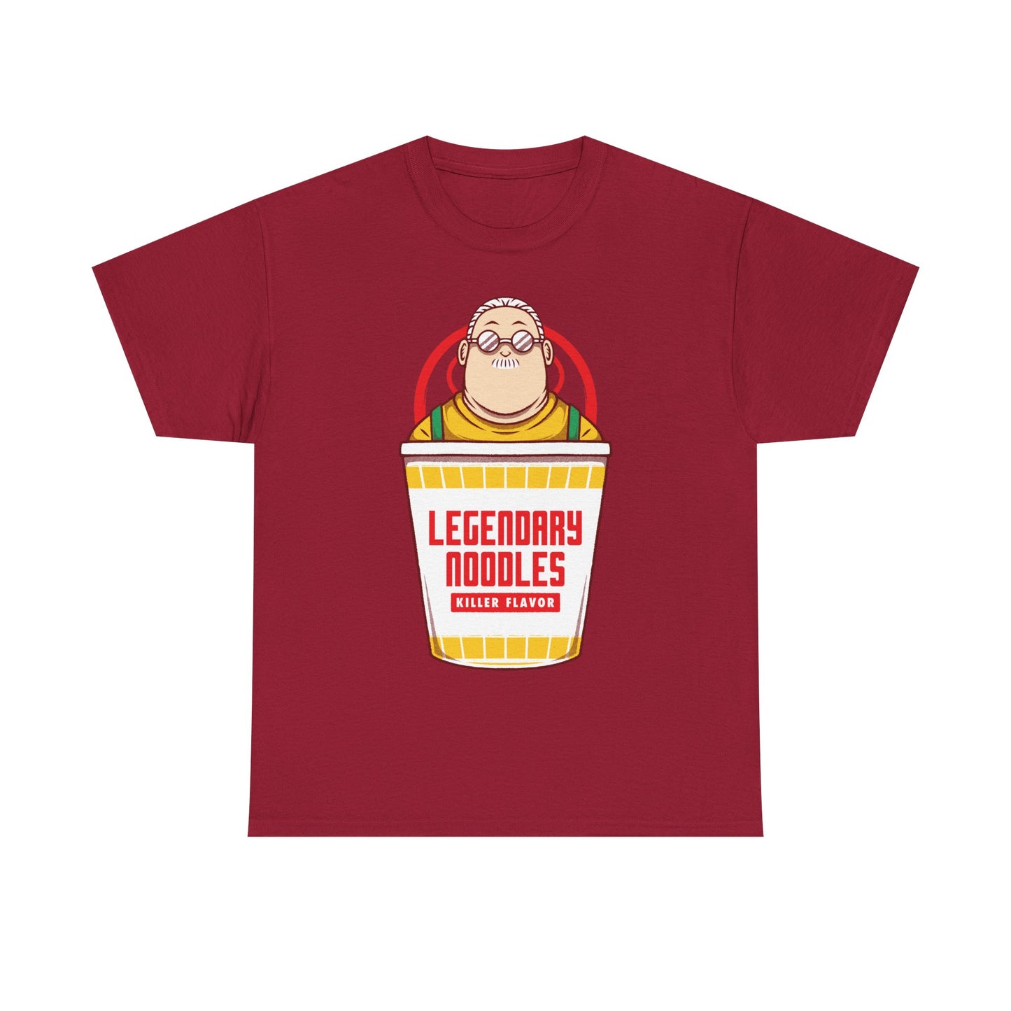 Taro Sakamoto Sakamoto Days instant noodles ramen t-shirt featuring the legendary hitman inside a Japanese noodle cup in funny foodie anime streetwear style.
