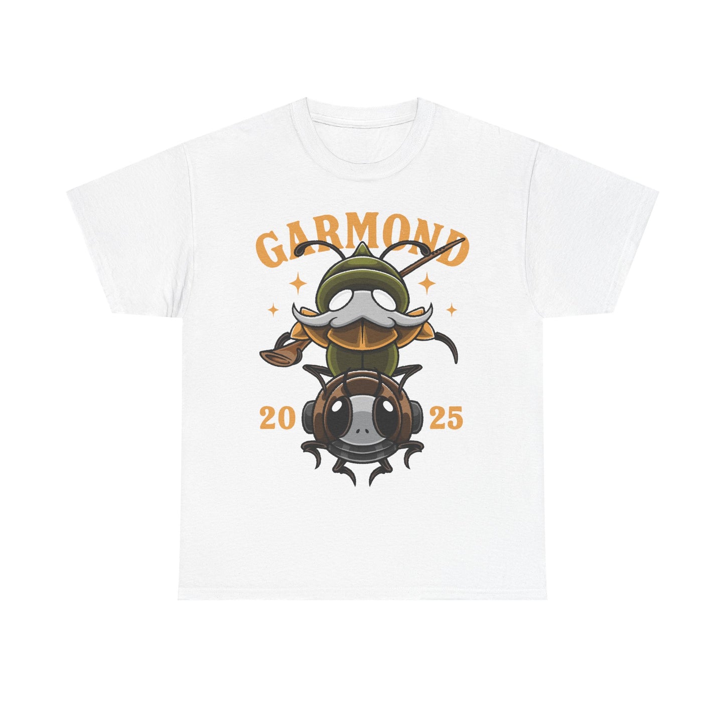 Product image of a Garmond & Zaza T-Shirt inspired by Hollow Knight Silksong. The design features the iconic duo from the indie metroidvania in a detailed, stylish fan-art illustration printed on a high-quality unisex tee. Perfect for gamers, Silksong fans, and collectors of indie game merch. Garmond and Zaza, Hollow Knight Silksong shirt, indie game apparel, metroidvania merch, gamer clothing, Silksong fan art, hollow knight silksong garmond & zaza merch, hollow knight silksong garmond zaza tee
