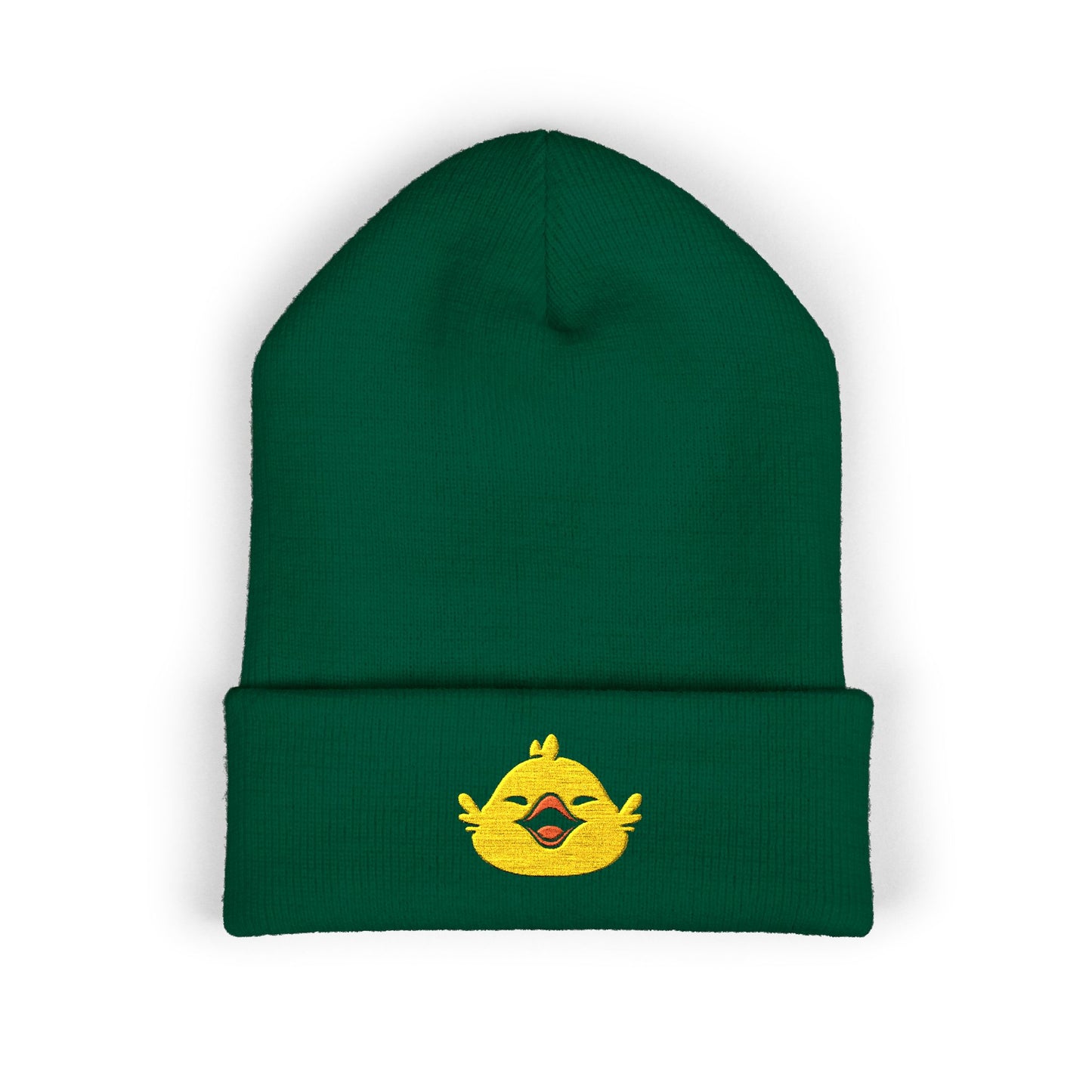 Fat Chocobo embroidered gaming beanie inspired by Final Fantasy XIV and Final Fantasy RPG video games displayed as a stylish cuffed winter hat.