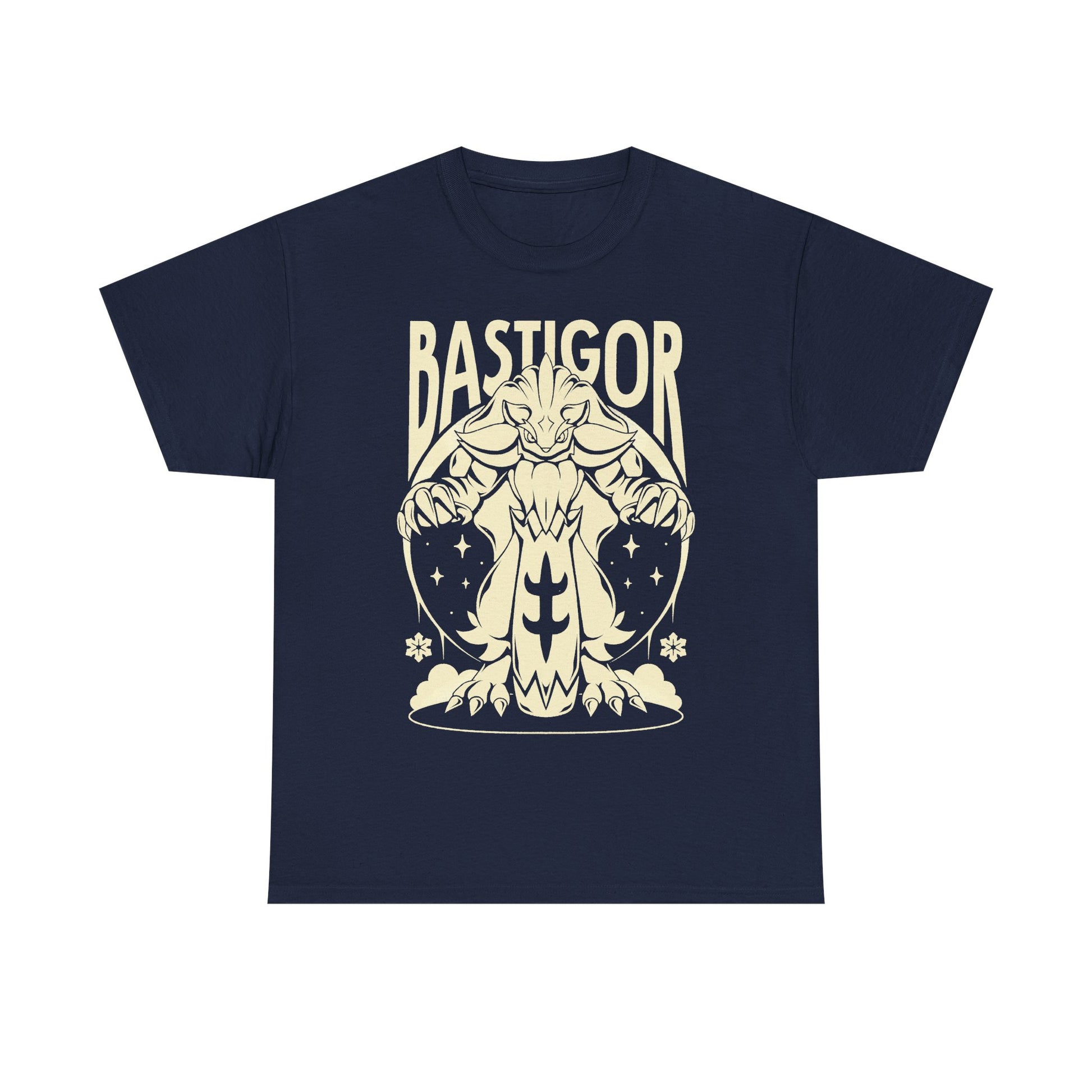 Palworld Bastigor King of Frostfang t-shirt featuring the massive Ice Pal with his frozen hammer and powerful Feybreak battle design.