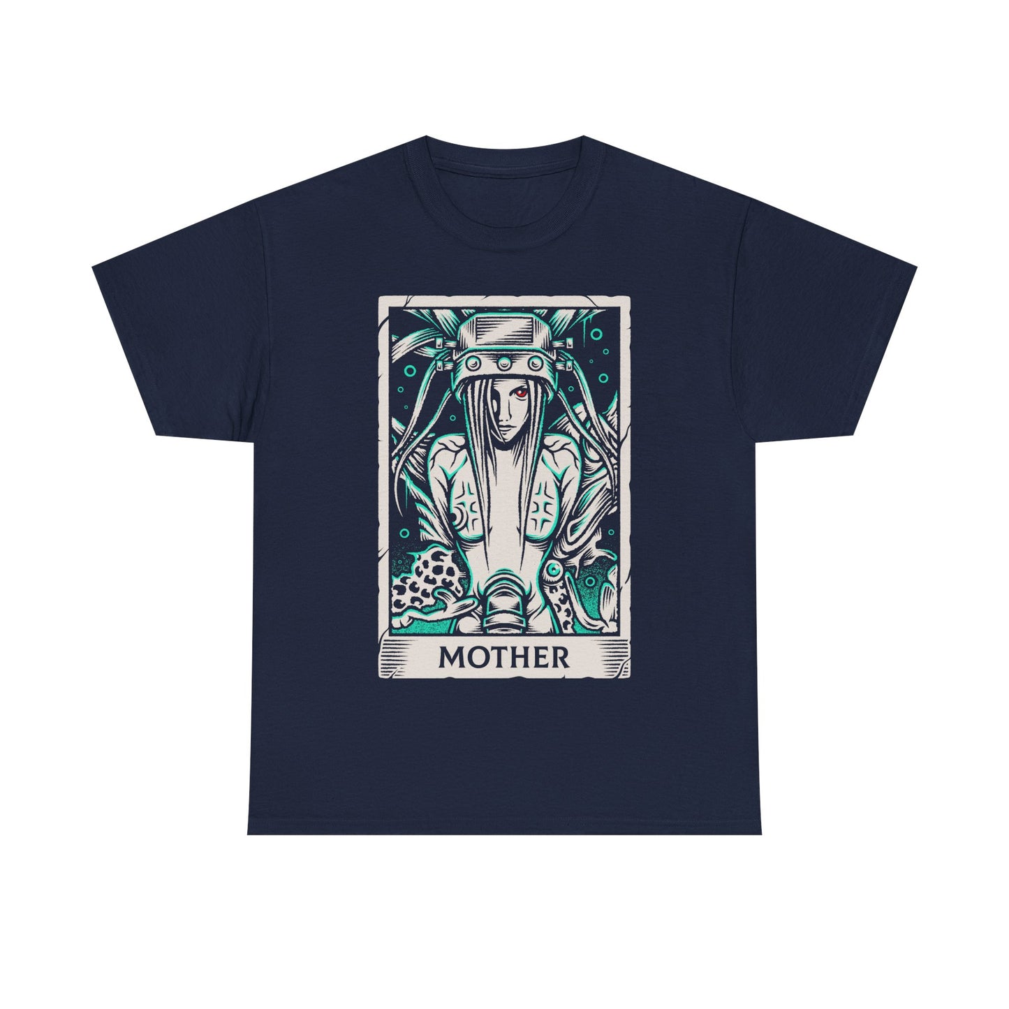 Jenova Final Fantasy VII tarot card shirt featuring the iconic FF7 villain in a dark fantasy gothic tarot illustration inspired by FFVII RPG video game. This t-shirt is perfect for true fans of Jenova, Sephiroth and Cloud Strife.