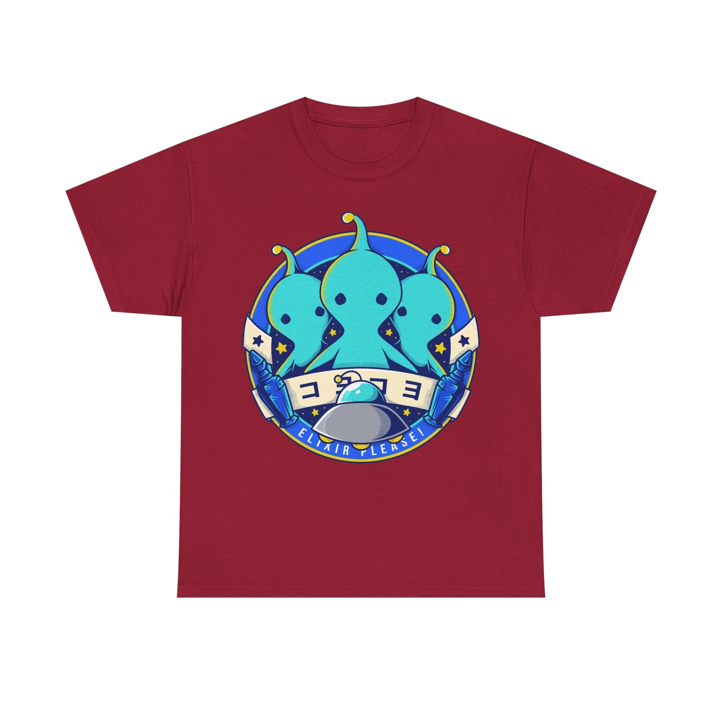Pupu Final Fantasy T-Shirt featuring the iconic blue alien from FFVIII and FFXIV in a cute kawaii style. High-quality gamer apparel, perfect for JRPG fans, collectors, and retro gaming lovers. Exclusive Pupu alien graphic tee inspired by the UFO encounters in Final Fantasy VIII and Final Fantasy XIV. Unisex video game shirt ideal as a gift for gamers and anime fans. final fantasy viii merch, ffviii merch, ffxiv merch, final fantasy xiv merch, final fantasy viii pupu