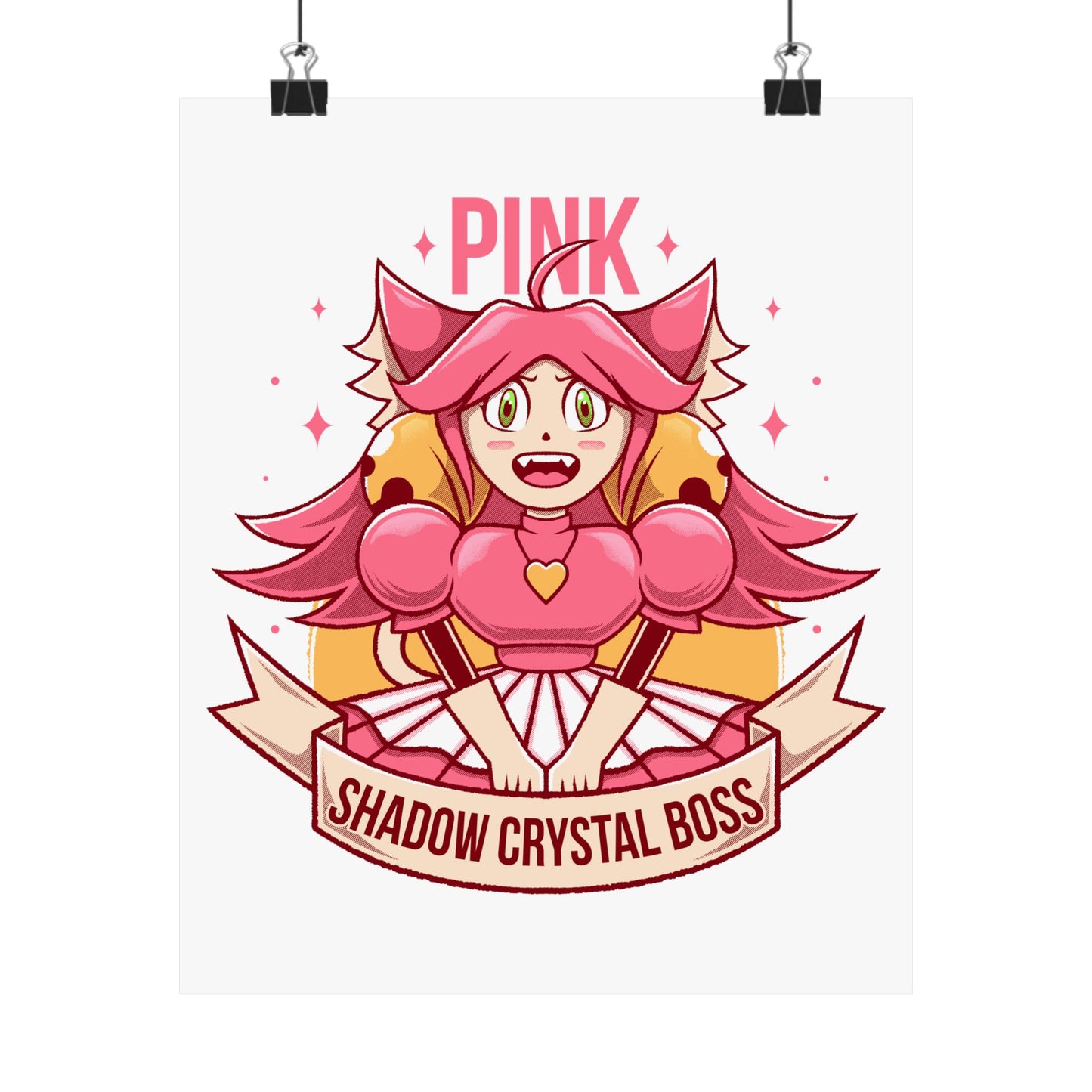 Deltarune Chapter 5 Pink (Mad Mew Mew) Shadow Crystal Secret Boss poster featuring original artwork printed on premium museum-grade matte paper.