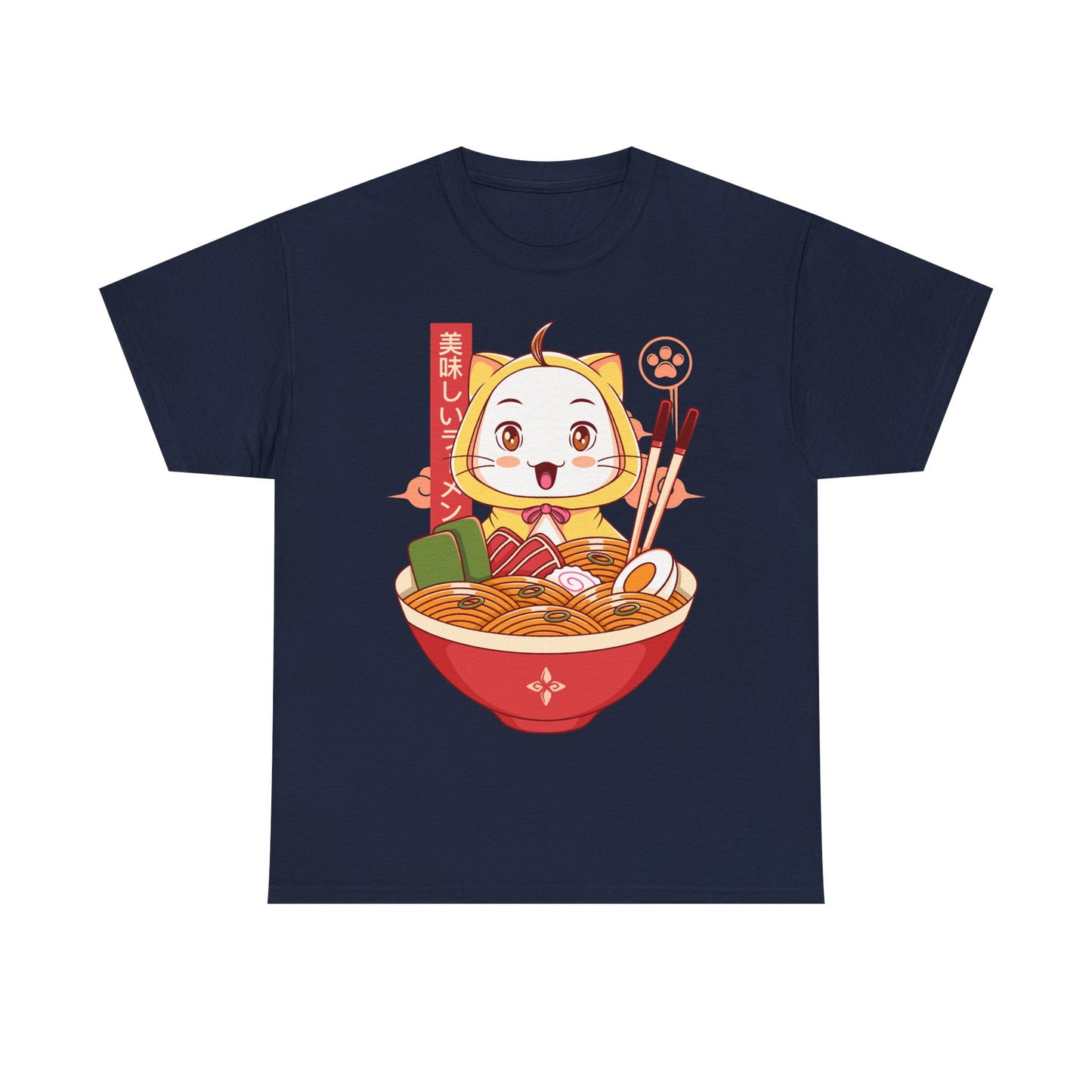 Cute White Cat Ramen Unisex T-shirt