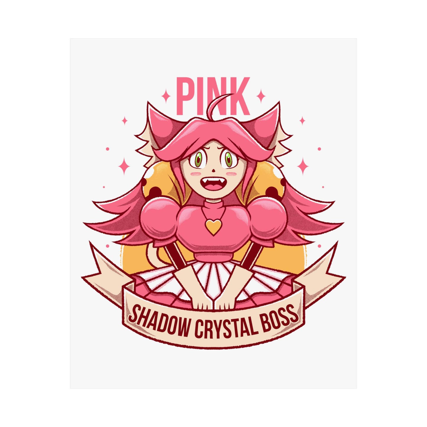 Deltarune Chapter 5 Pink (Mad Mew Mew) Shadow Crystal Secret Boss poster featuring original artwork printed on premium museum-grade matte paper.