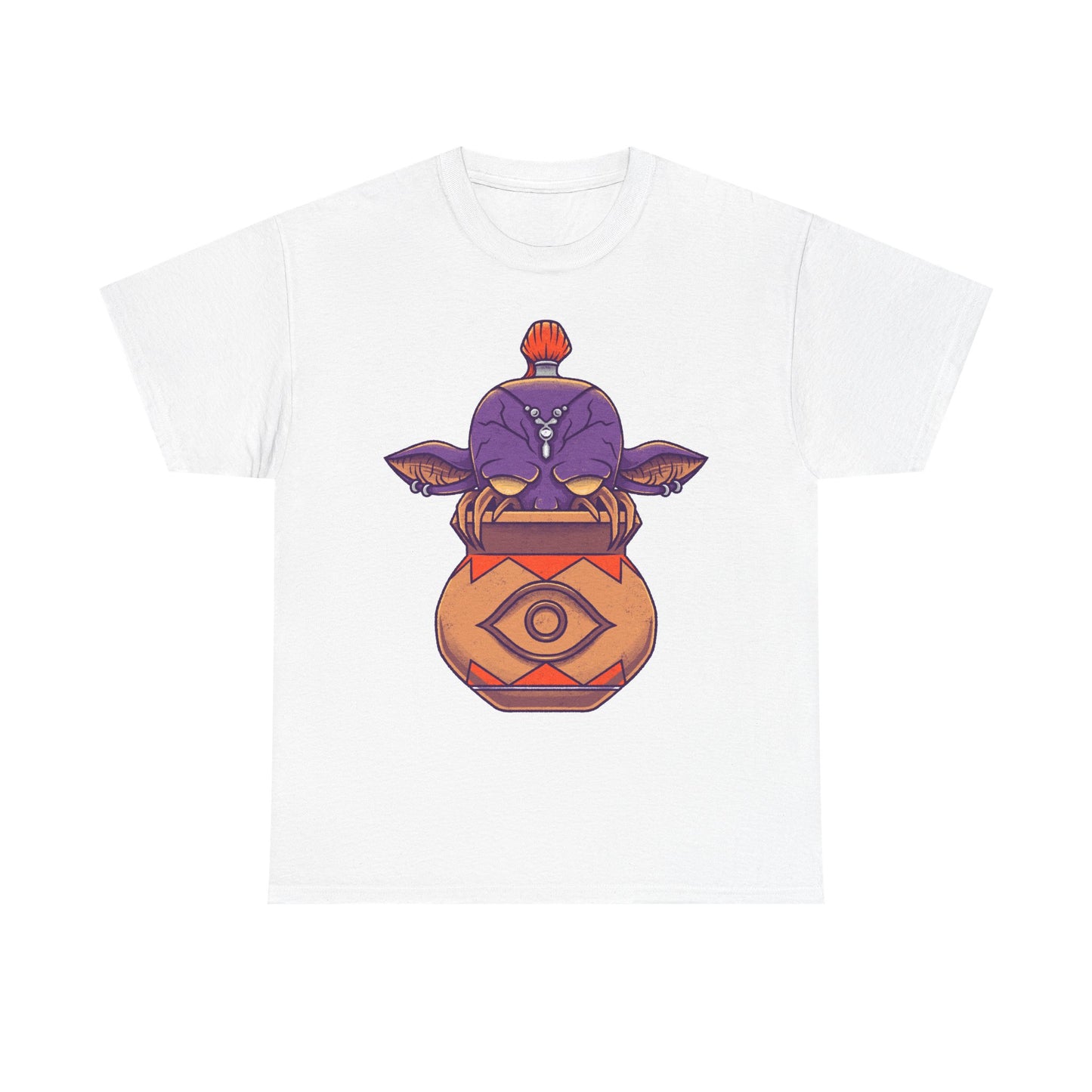 Final Fantasy XIV Magic Pot t-shirt featuring the iconic pot creature and Gimme an Elixir reference inspired by the recurring Final Fantasy enemy.