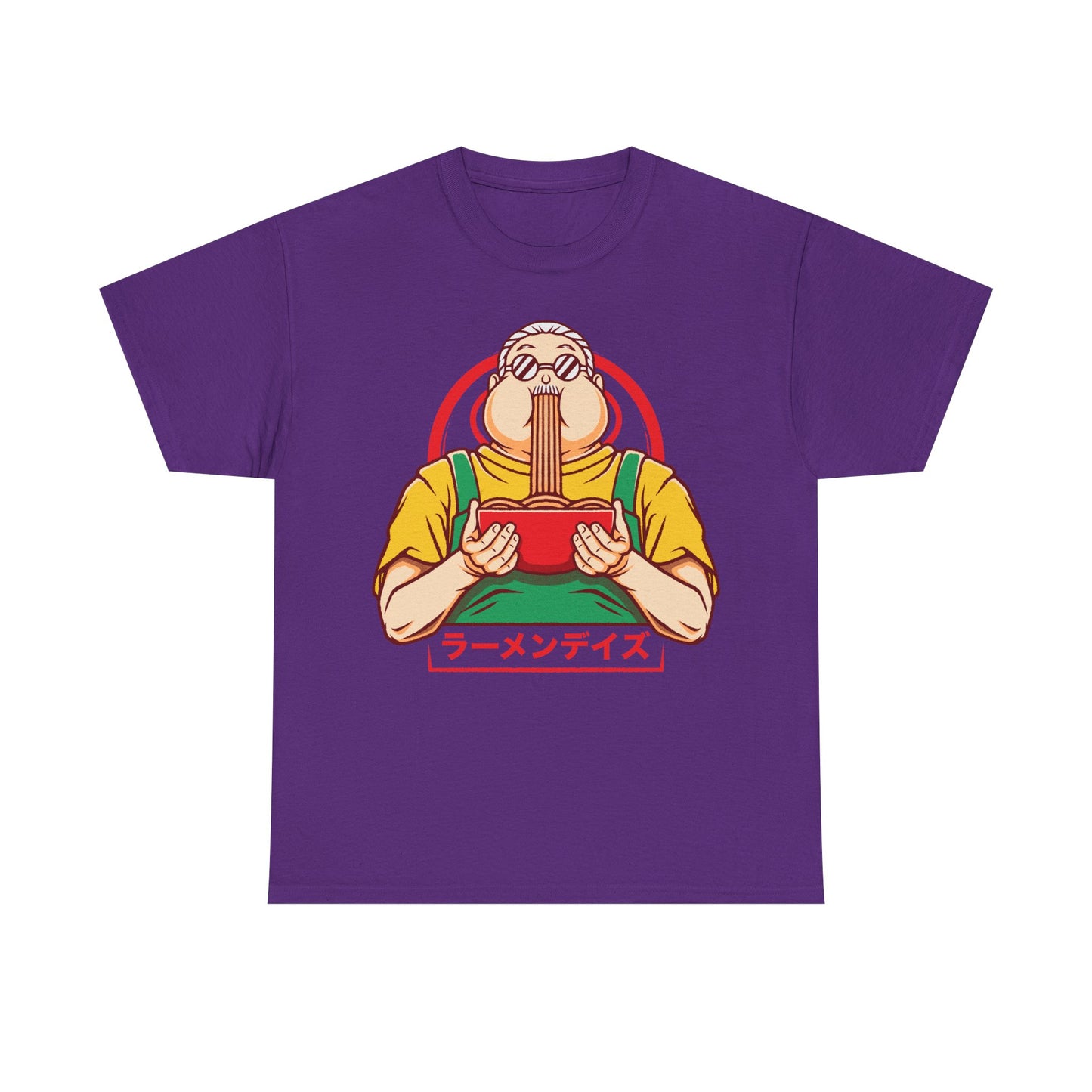 Taro Sakamoto Sakamoto Days ramen t-shirt featuring the legendary hitman inside a Japanese noodle bowl in foodie anime streetwear style.
