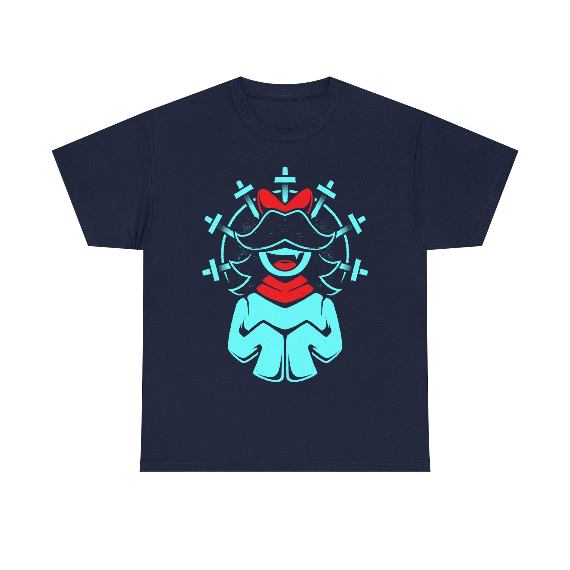 Aqua Patience SOUL t-shirt inspired by Deltarune Chapter 5 featuring one of the Seven Flowers in a vintage fantasy emblem design.