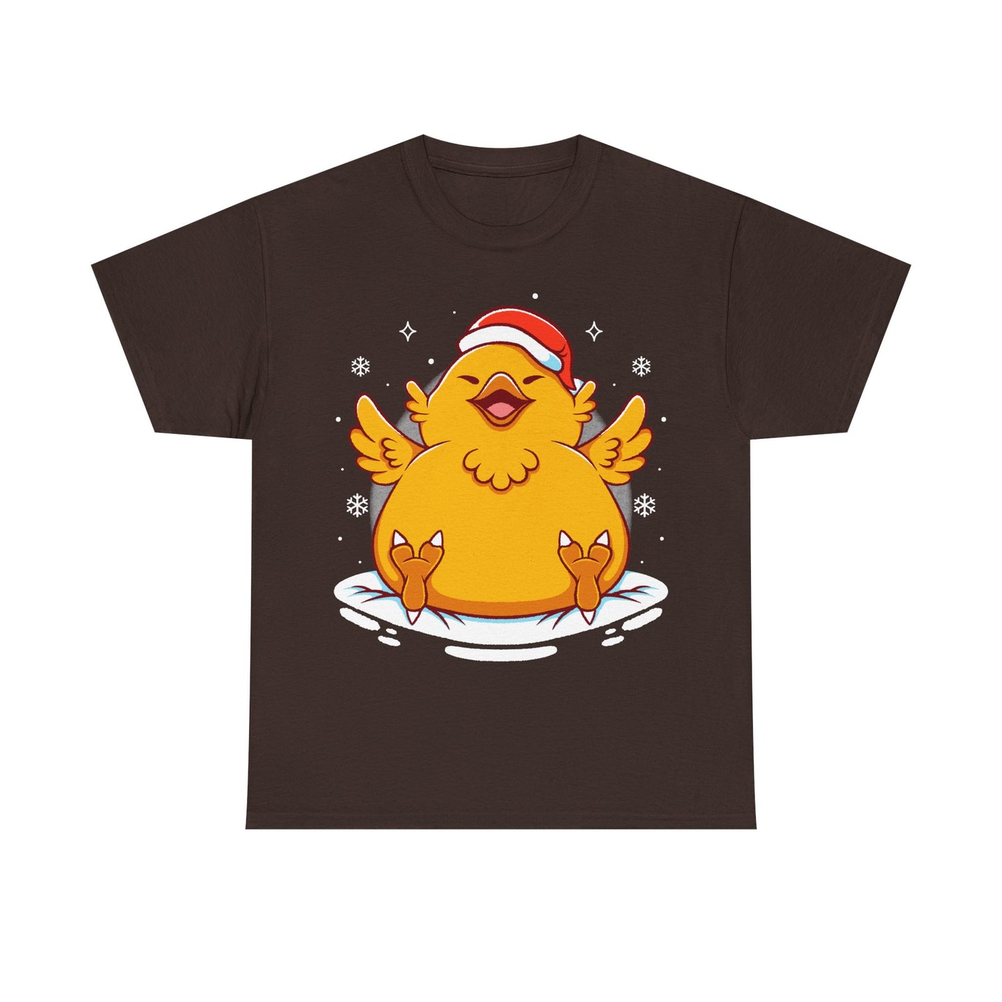 Gamer t-shirt inspired by fat chocobo from Final Fantasy series sitting adorably in the snow while wearing a Santa hat in cute kawaii art style. Perfect shirt for Final Fantasy video games Fans (Final Fantasy VII, Final Fantasy VII Rebirth, Final Final Fantasy XIV, FFXIV, FF14, FFVII, Final Fantasy VIII, Final Fantasy IX) and christmas cozy holiday vibes.

final fantasy christmas t-shirt, final fantasy xmas t-shirt, final fantasy fat chocobo christmas t-shirt, final fantasy fat chocobo xmas tee