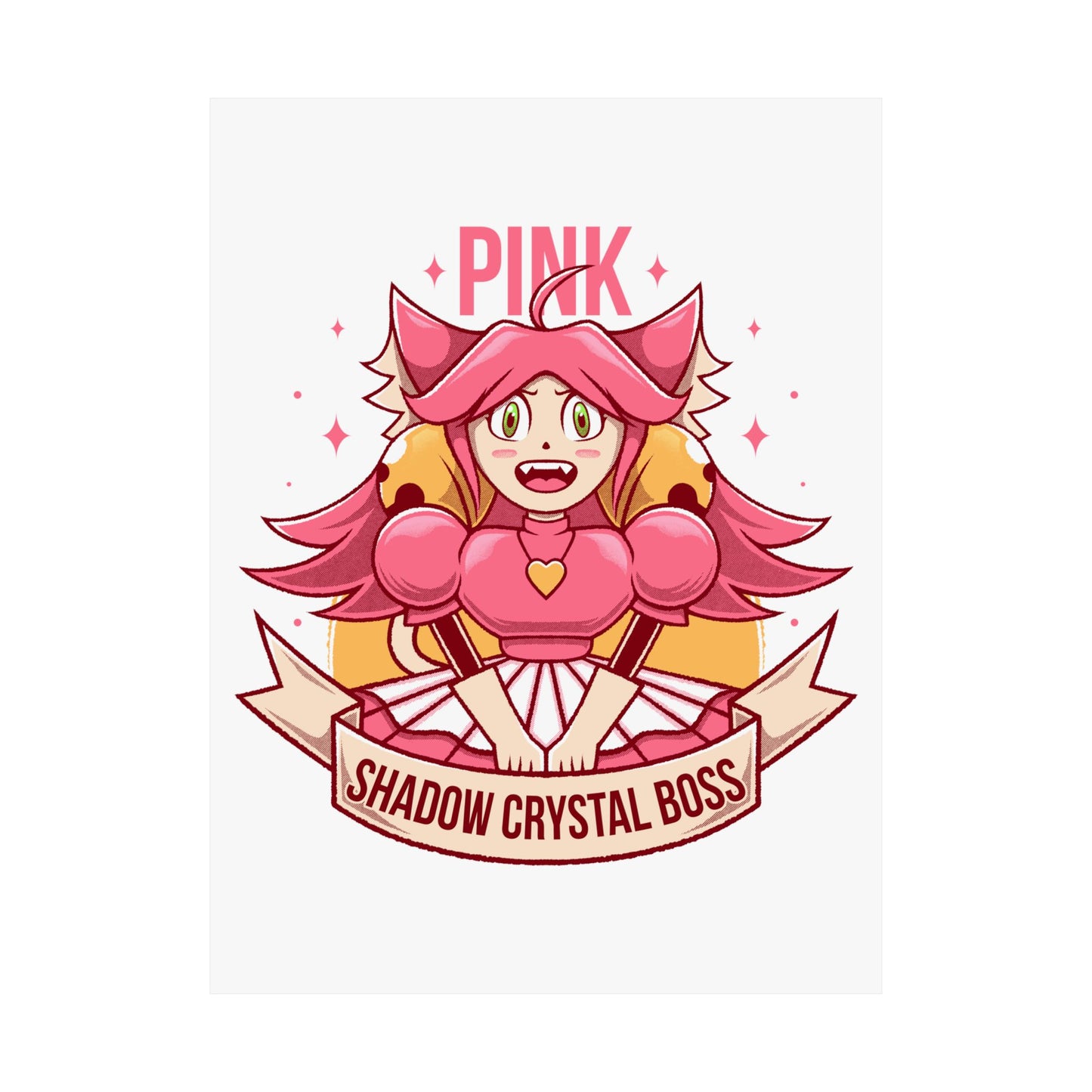 Deltarune Chapter 5 Pink (Mad Mew Mew) Shadow Crystal Secret Boss poster featuring original artwork printed on premium museum-grade matte paper.