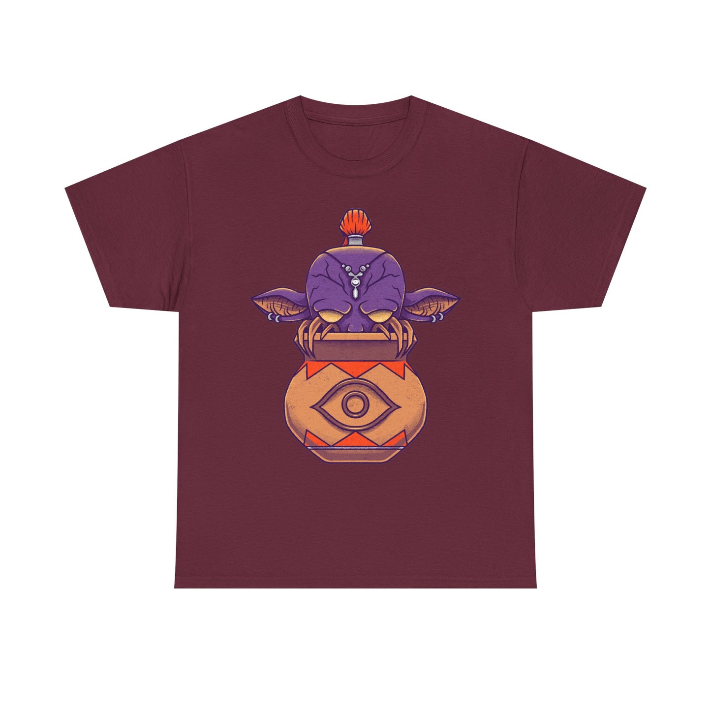 Final Fantasy XIV Magic Pot t-shirt featuring the iconic pot creature and Gimme an Elixir reference inspired by the recurring Final Fantasy enemy.