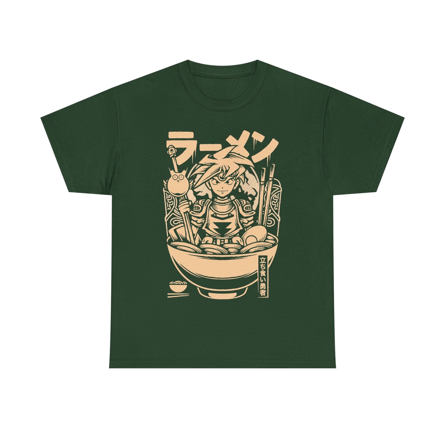 Terranigma Ark and Yomi Noodle King ramen t-shirt inspired by the Neotokio noodle eating contest from the classic SNES RPG.