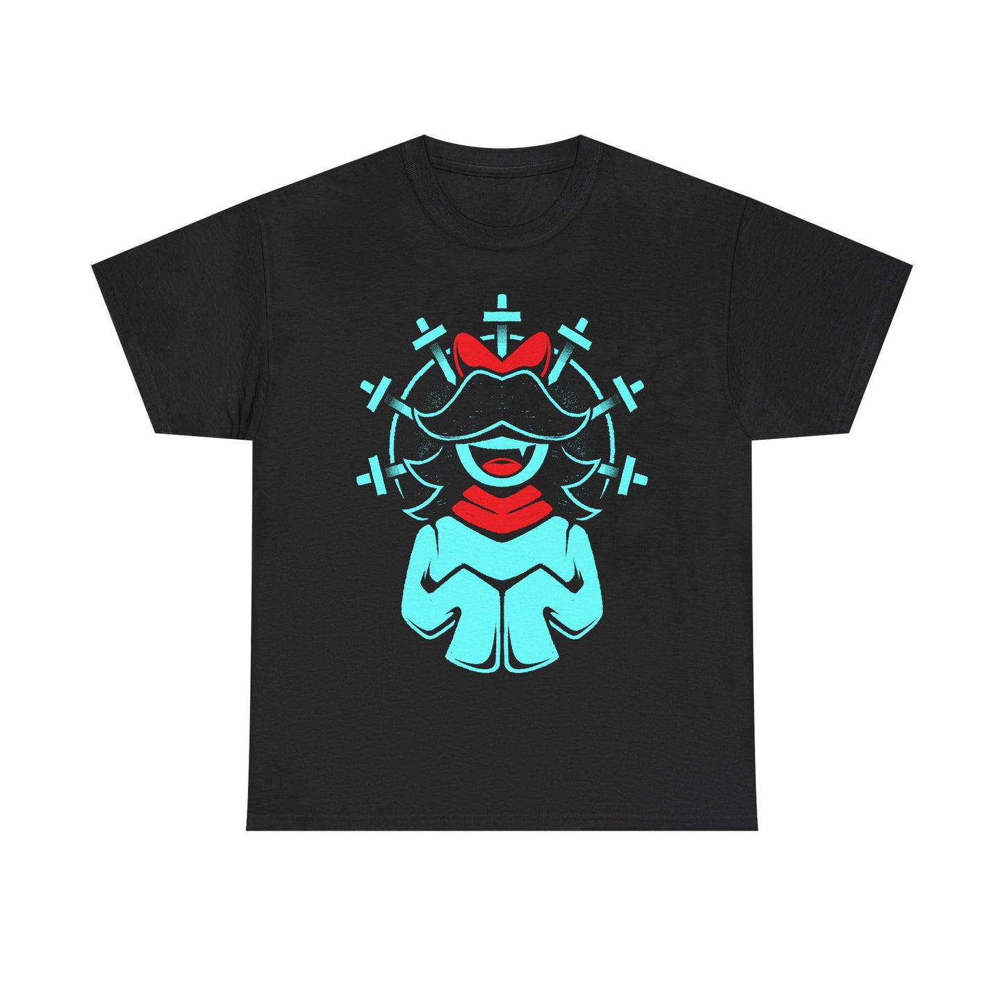 Aqua Patience SOUL t-shirt inspired by Deltarune Chapter 5 featuring one of the Seven Flowers in a vintage fantasy emblem design.