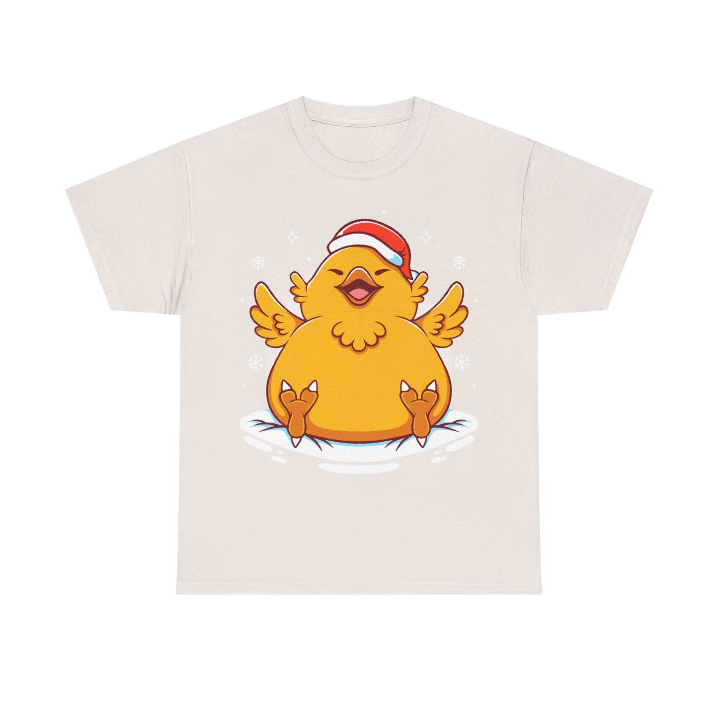 Gamer t-shirt inspired by fat chocobo from Final Fantasy series sitting adorably in the snow while wearing a Santa hat in cute kawaii art style. Perfect shirt for Final Fantasy video games Fans (Final Fantasy VII, Final Fantasy VII Rebirth, Final Final Fantasy XIV, FFXIV, FF14, FFVII, Final Fantasy VIII, Final Fantasy IX) and christmas cozy holiday vibes.

final fantasy christmas t-shirt, final fantasy xmas t-shirt, final fantasy fat chocobo christmas t-shirt, final fantasy fat chocobo xmas tee