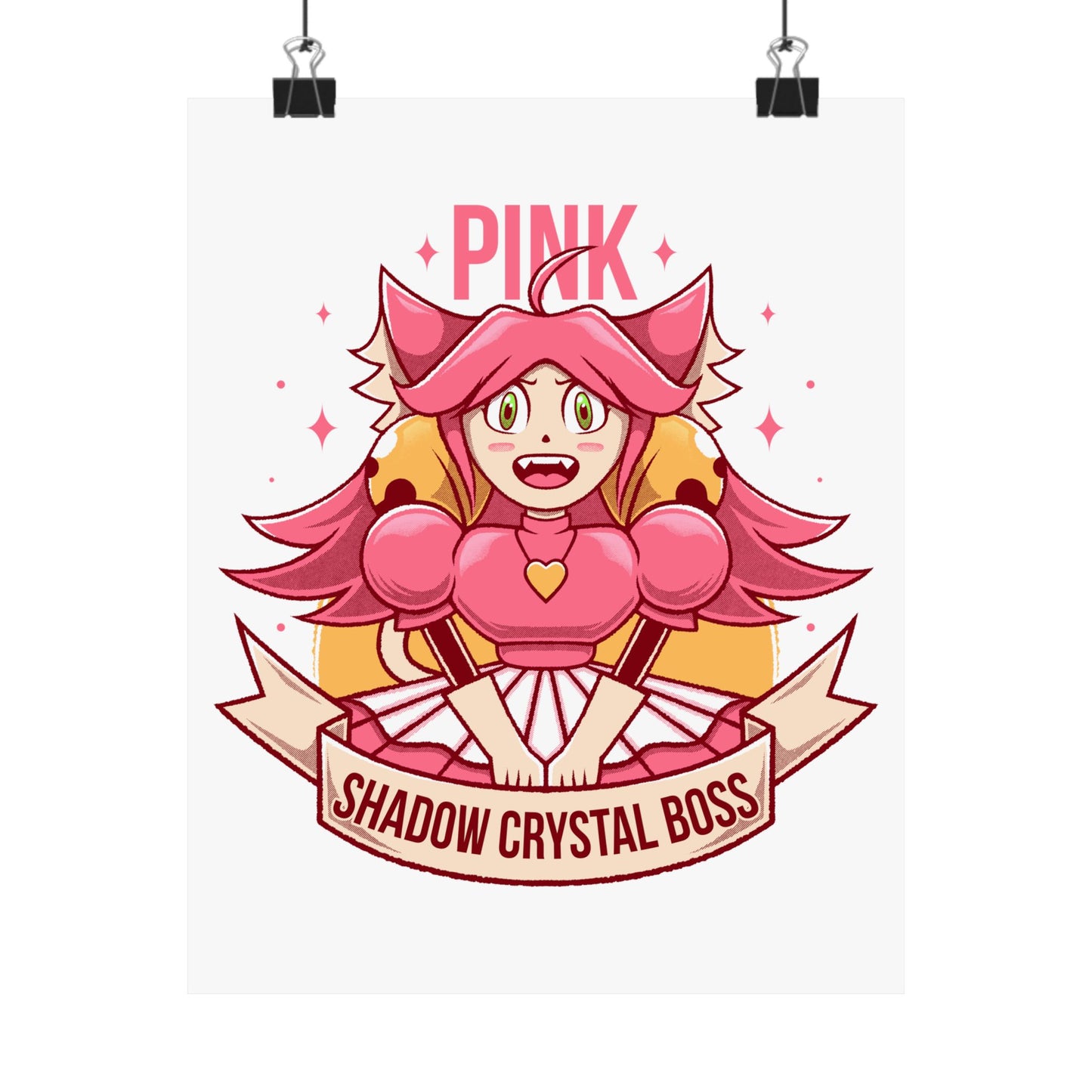 Deltarune Chapter 5 Pink (Mad Mew Mew) Shadow Crystal Secret Boss poster featuring original artwork printed on premium museum-grade matte paper.