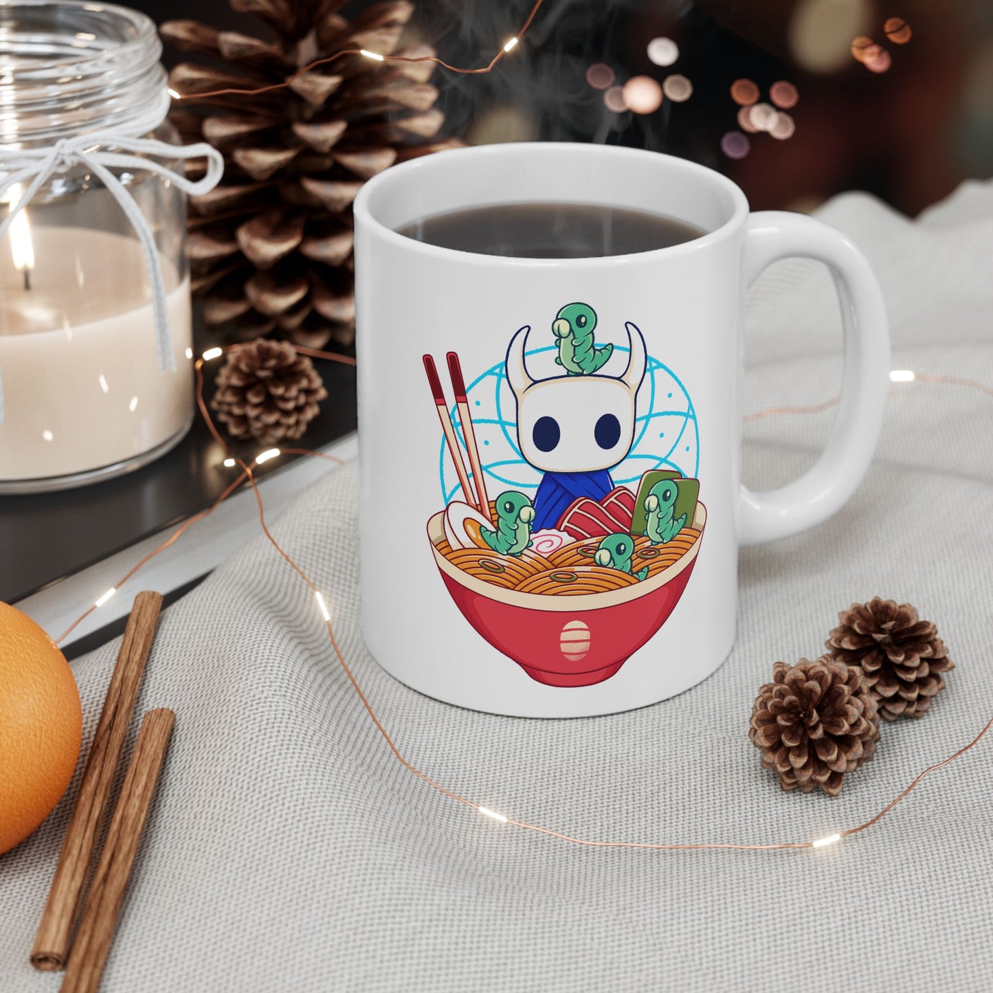 The Knight & Grubs Ramen - Hollow Knight Ceramic Mug, 11oz, 15oz