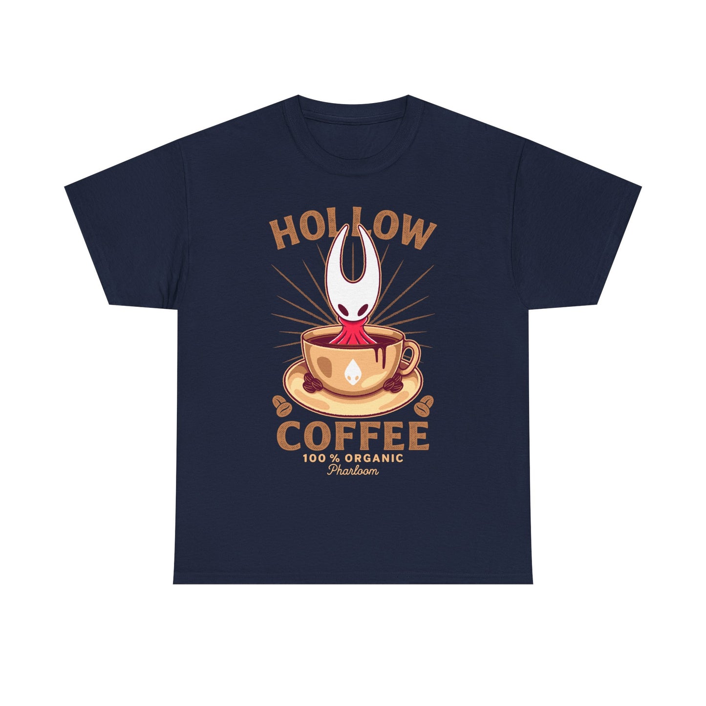 Cute T-shirt featuring Hornet from Hollow Knight Silksong sitting inside a warm coffee mug in a kawaii art style. This cozy design blends indie game aesthetics with coffee-lover vibes, perfect for fans of Hornet, Silksong, and Hollow Knight. The illustration uses soft colors and adorable details to appeal to cute-art lovers, cozy gamers, and collectors looking for unique fan-made merch. Ideal for everyday wear and gamer-themed outfits. hollow knight silksong merch, hollow knight coffee t-shirt