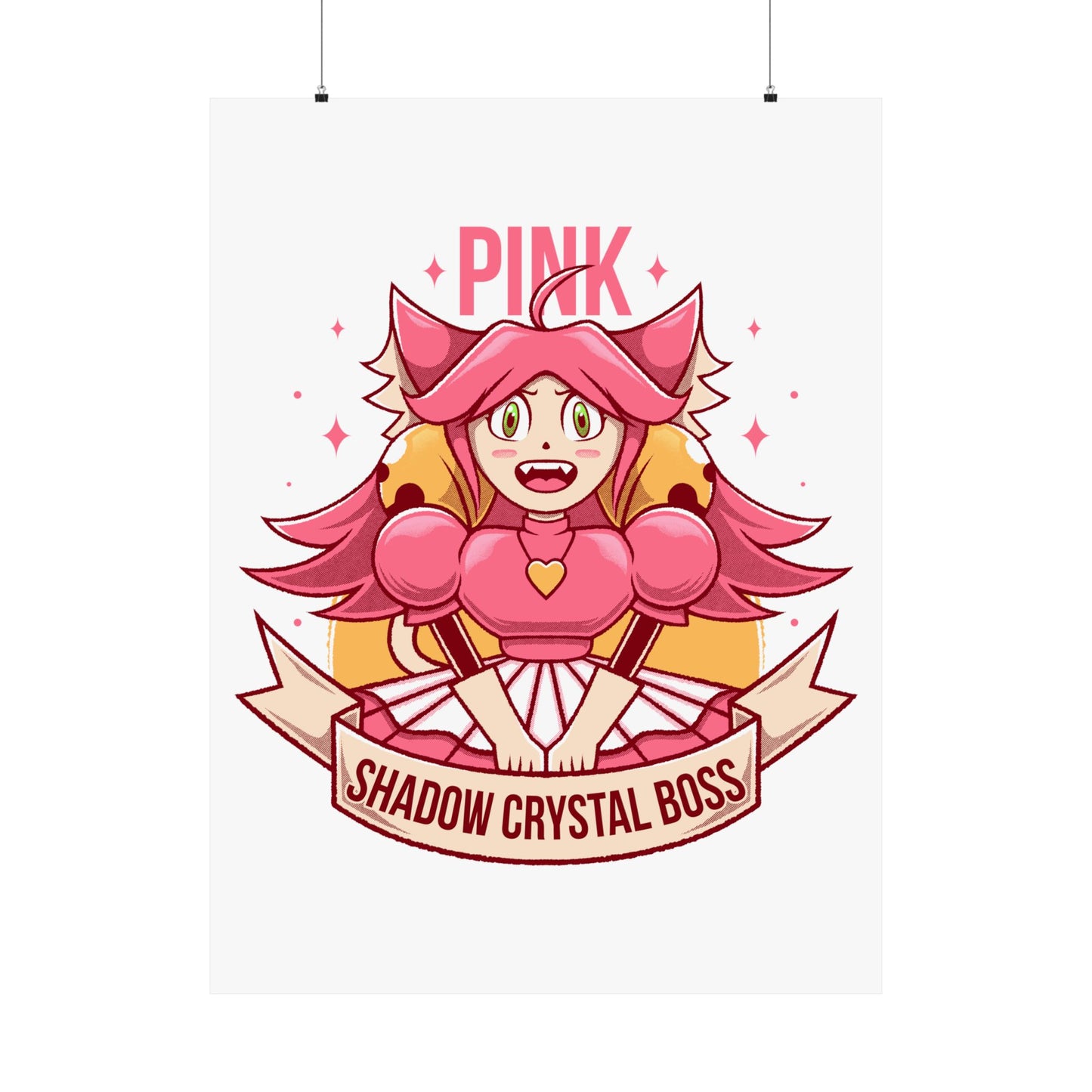 Deltarune Chapter 5 Pink (Mad Mew Mew) Shadow Crystal Secret Boss poster featuring original artwork printed on premium museum-grade matte paper.