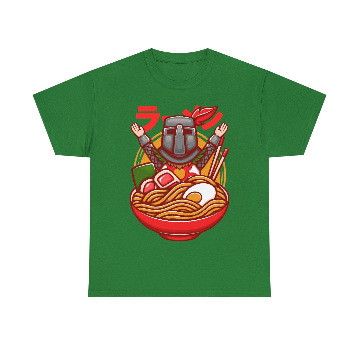Solaire of Astora ramen t-shirt inspired by Dark Souls, featuring the iconic knight inside a stylized ramen bowl in a fun fantasy art style. This unisex gamer shirt blends action RPG energy with cozy Japanese ramen aesthetics. Perfect for fans of Dark Souls, Dark Souls II, Dark Souls III, Bloodborne, and Elden Ring. Ideal soulslike merch for collectors, FromSoftware fans, and gamers who love unique fantasy designs.