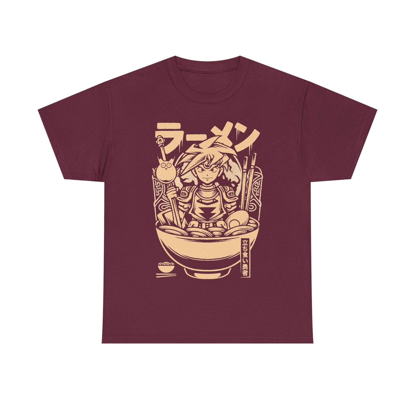 Terranigma Ark and Yomi Noodle King ramen t-shirt inspired by the Neotokio noodle eating contest from the classic SNES RPG.