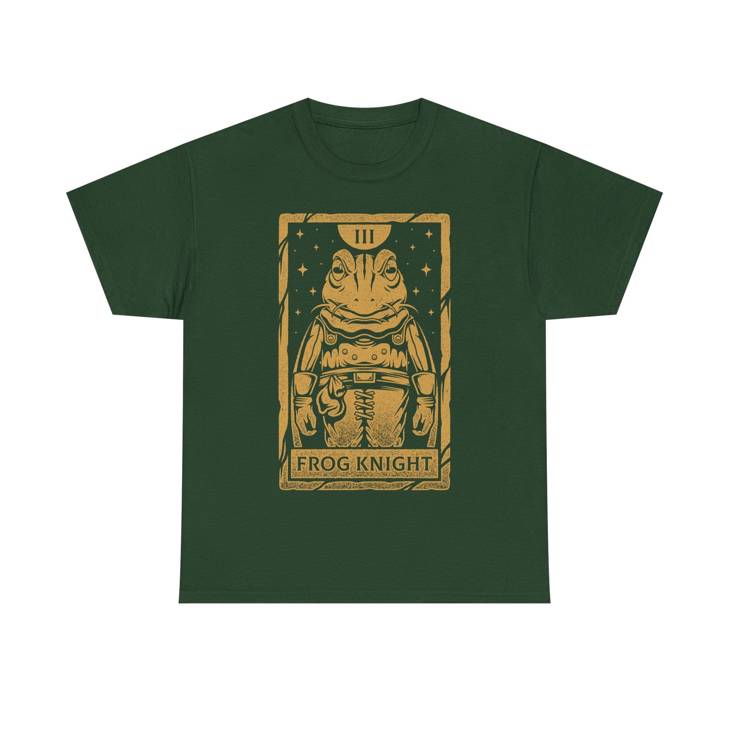 Glenn Frog Chrono Trigger tarot t-shirt inspired by the classic JRPG Chrono Trigger, originally released on SNES and PlayStation. Retro gaming apparel featuring a vintage tarot card illustration of Frog in a one-ink monochrome style. Nostalgic retrogaming design ideal for fans of Chrono Trigger merch, JRPG t-shirts, RPG video games, medieval fantasy characters, and classic SNES and PS1 gaming culture. Perfect collector shirt for retro RPG and vintage art lovers. Glenn frog chrono trigger t-shirt