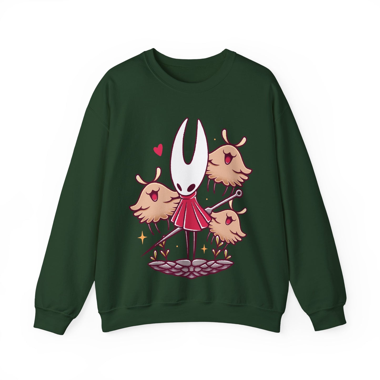 High-quality crewneck sweatshirt inspired by Hollow Knight: Silksong, featuring Hornet and the world of Pharloom in a cute watercolor art style. Perfect for indie game fans and collectors, this soft unisex apparel blends comfort and artistry. A must-have for gamers who love metroidvania adventures, cozy gaming fashion, and the beautiful aesthetic of Silksong and Hollow Knight designs. hollow knight silksong merch, hollow knight silksong hoodie, hollow knight silksong hornet crewneck sweatshirt