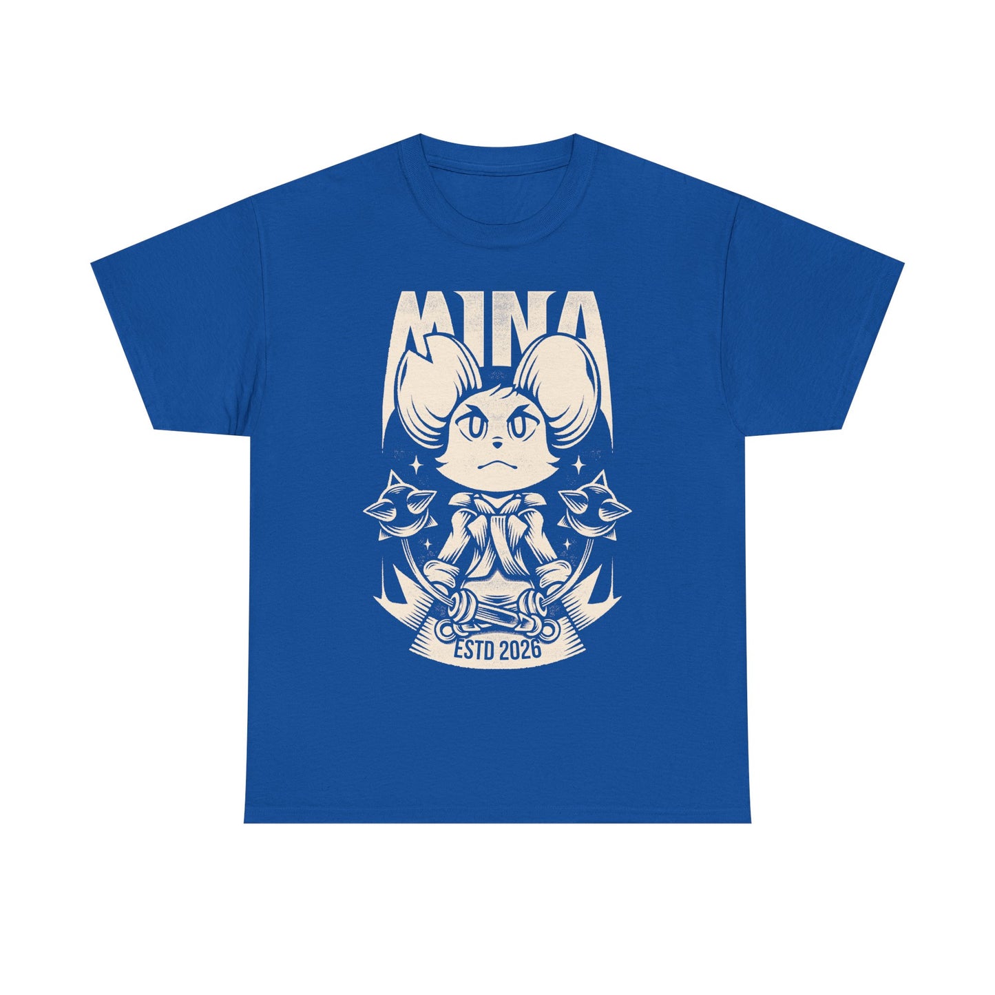 Mina the Hollower t-shirt featuring Mina wielding the Nightstar Whip in a gothic pixel art indie action RPG inspired design set in Tenebrous Isle.