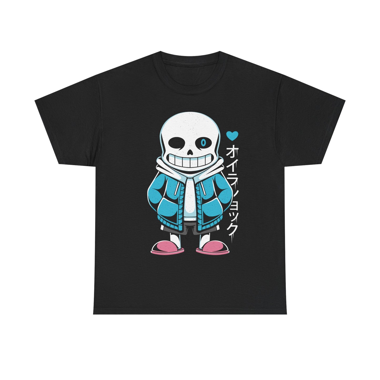 Image of a Sans “Lazy Bones” T-shirt inspired by the indie game Undertale. The design features Sans in a humorous lazy pose, referencing his iconic skeleton character and meme personality. Printed in a bold, cartoon style, this tee is perfect for Undertale fans, gamers, meme lovers and indie game collectors. Ideal gamer apparel for those who enjoy funny gaming shirts, geek fashion and unique Undertale fan art merchandise. sans undertale indie game shirt, sans undertale video game merch, sans undertale tee