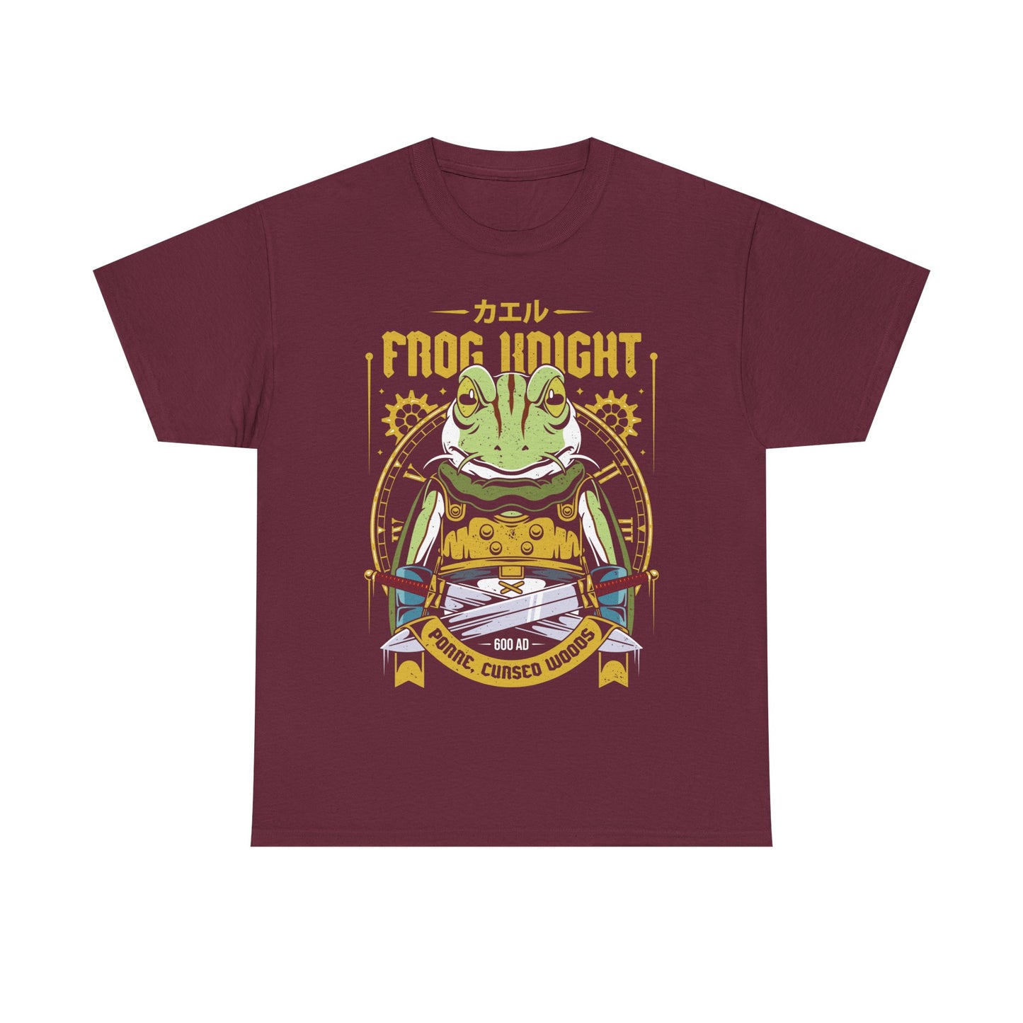 Design of Glenn (Frog) from Chrono Trigger video game in typography art style design. Perfect t-shirt for rpg, jrpg retro gamers. 