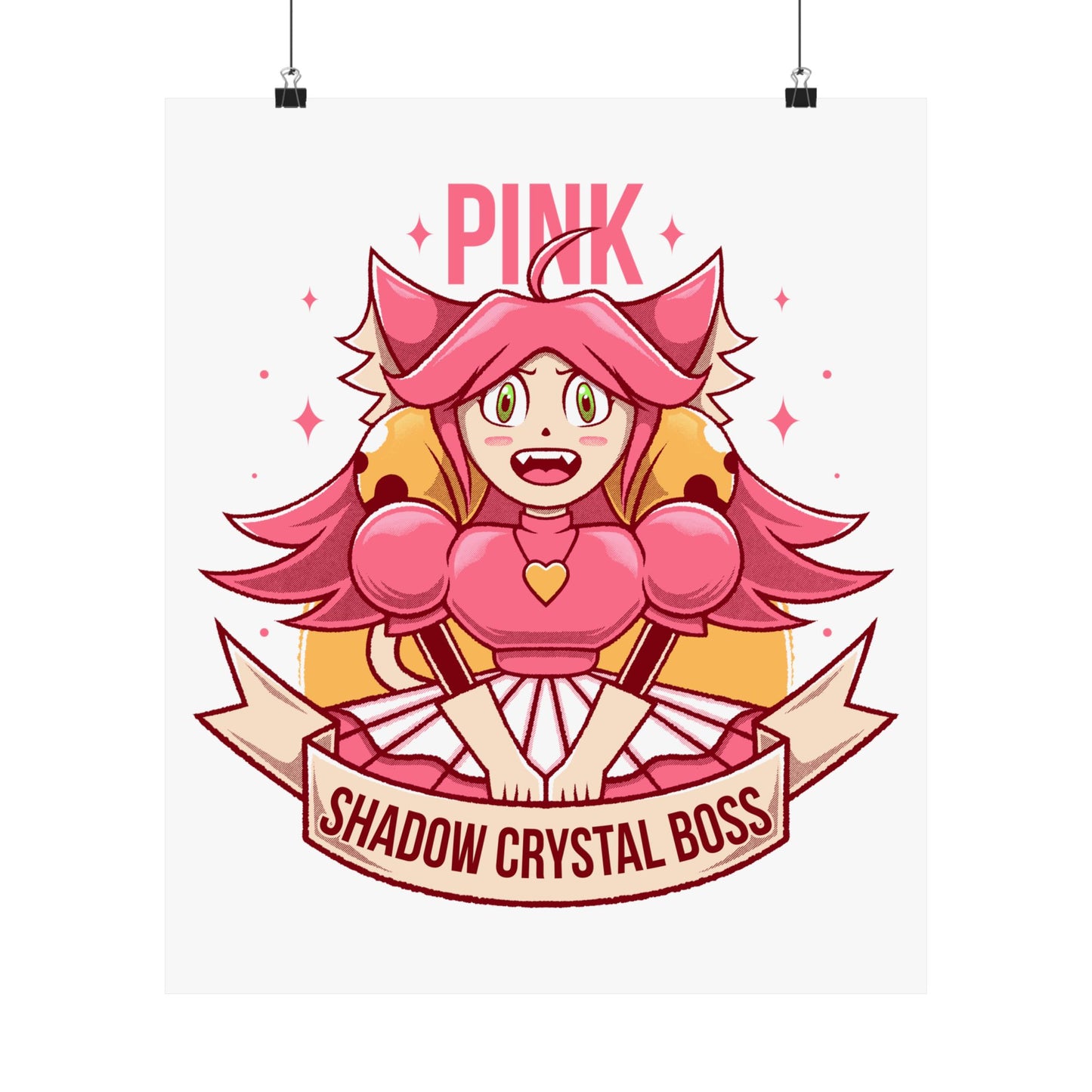 Deltarune Chapter 5 Pink (Mad Mew Mew) Shadow Crystal Secret Boss poster featuring original artwork printed on premium museum-grade matte paper.