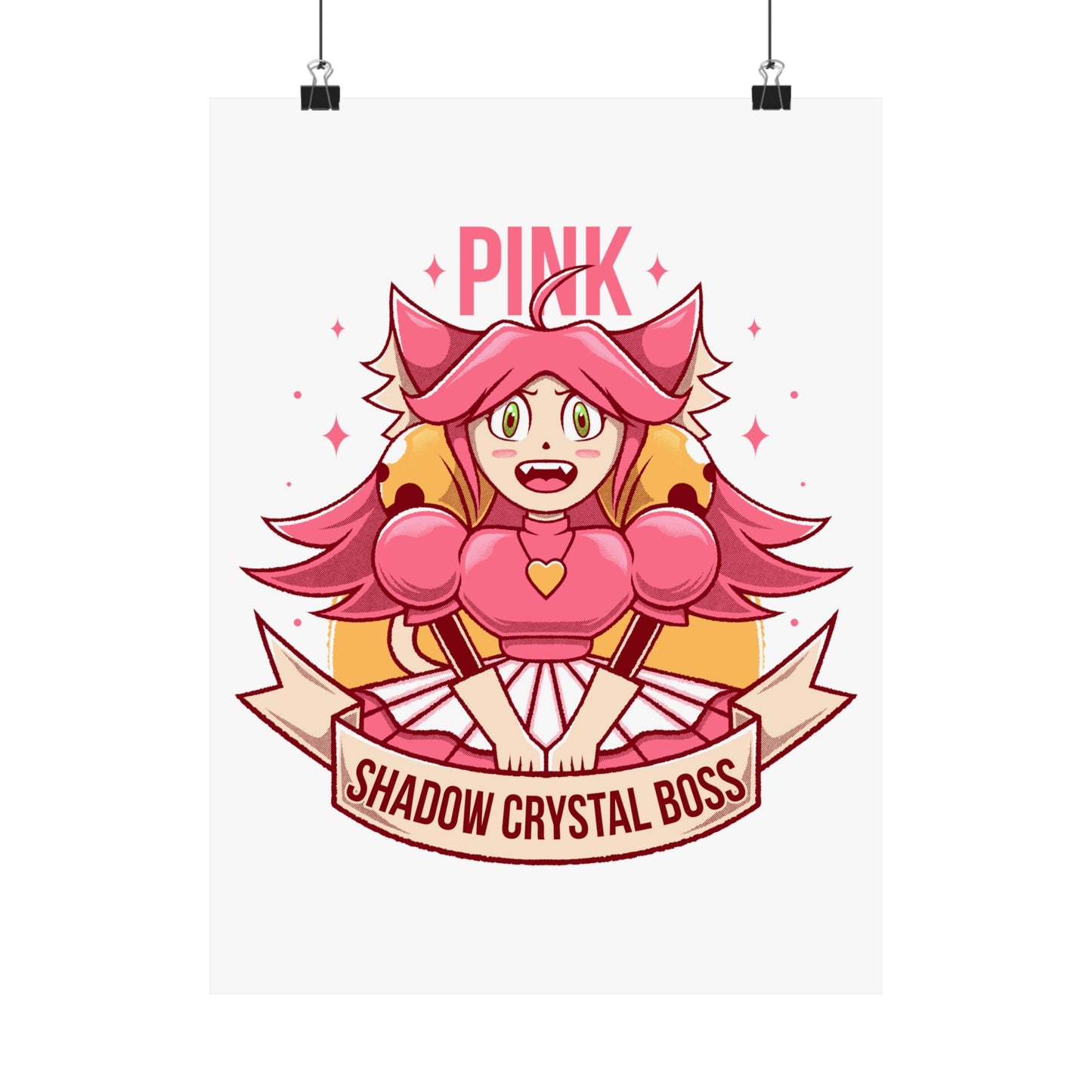 Deltarune Chapter 5 Pink (Mad Mew Mew) Shadow Crystal Secret Boss poster featuring original artwork printed on premium museum-grade matte paper.