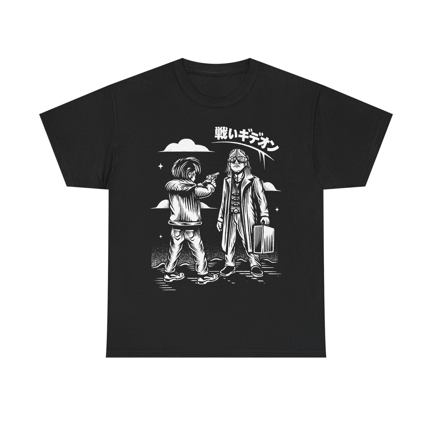 Resident Evil Requiem t-shirt featuring Leon S. Kennedy confronting Victor Gideon. Inspired by Resident Evil 9 (RE9), this survival horror design captures the intense atmosphere of the iconic horror game series. Perfect gamer merch for fans of Resident Evil, horror video games, and dark action-packed designs.