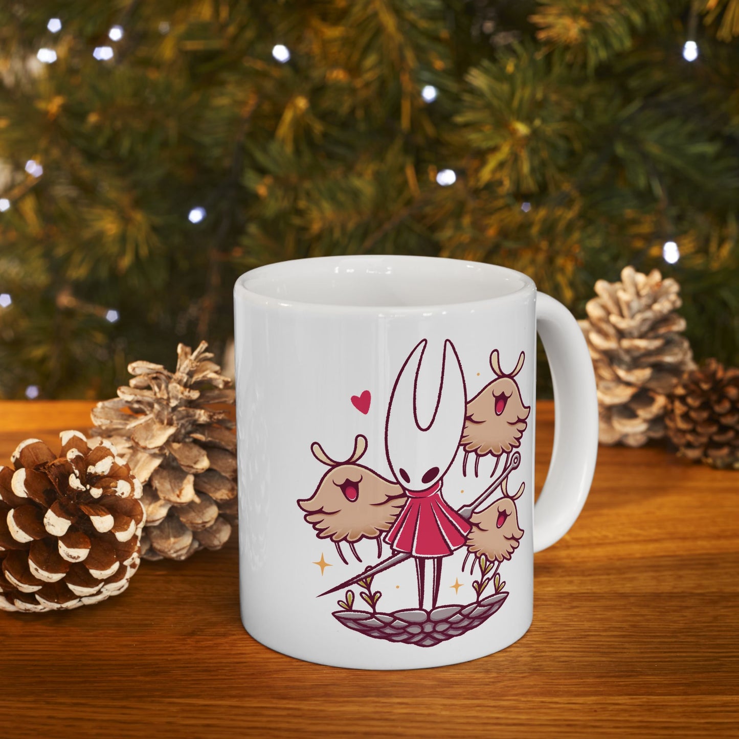 High-quality ceramic mug featuring Hornet and the Lost Fleas from Hollow Knight: Silksong in a cute watercolor art style. This kawaii-inspired design is perfect for indie game fans who love charming characters, cozy aesthetics, and collectible drinkware. Ideal for coffee or tea, the mug’s vibrant print and smooth ceramic finish make it a must-have for Silksong fans, metroidvania lovers, and anyone who enjoys artistic gaming merchandise.